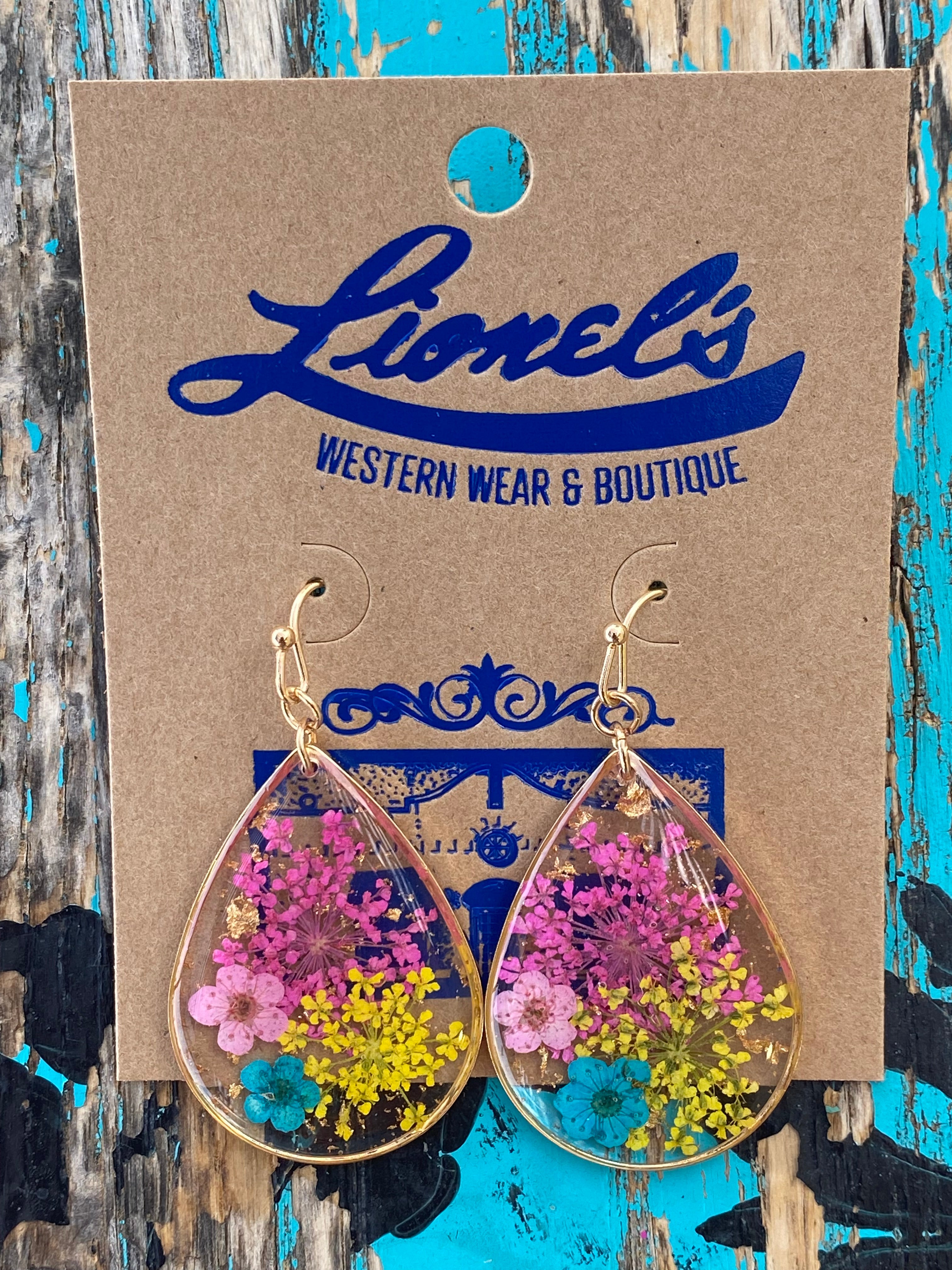 Pressed Flower Look Enamel Earrings