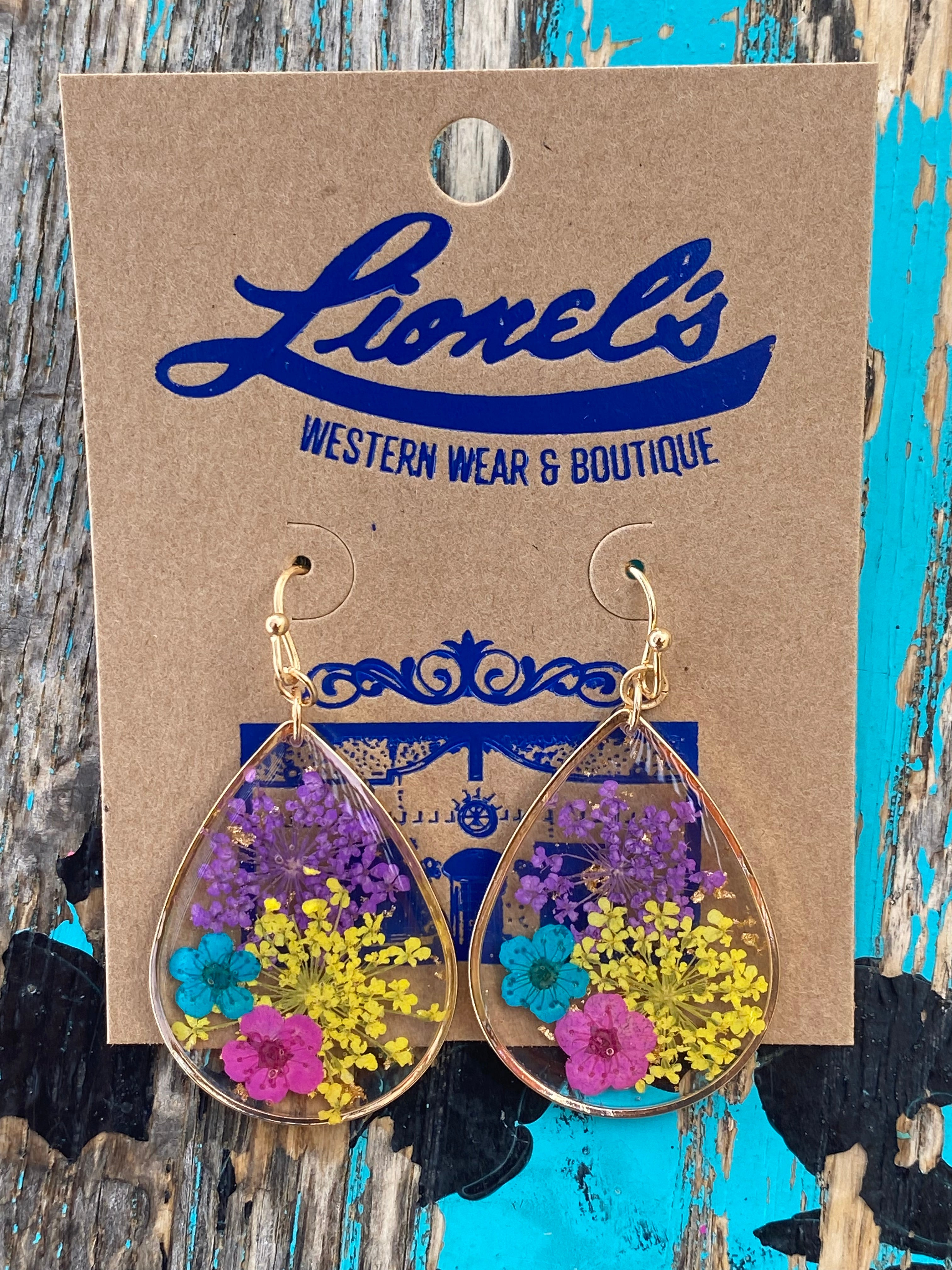 Pressed Flower Look Enamel Earrings