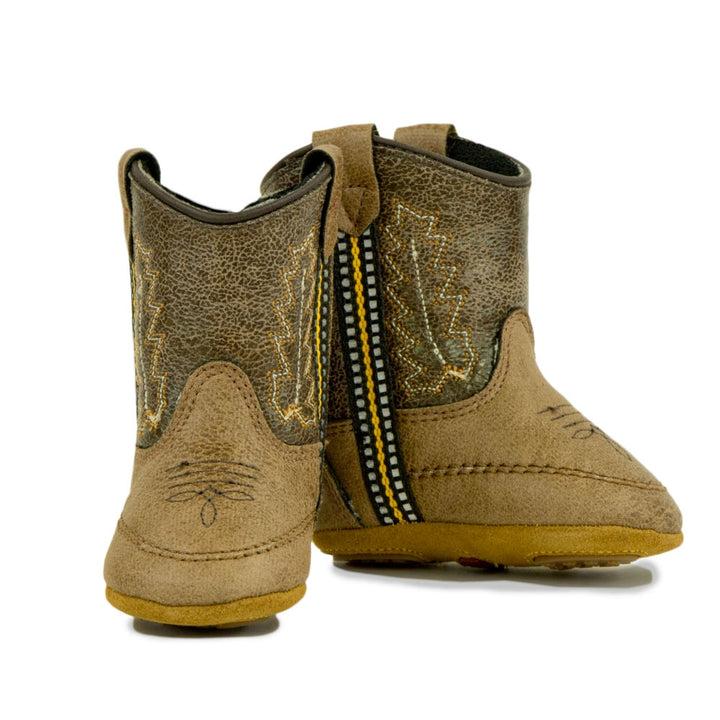 Old West Infant Tan Vintage Crackle Shaft Poppet Boots