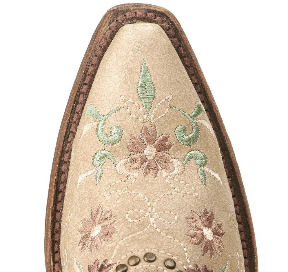 Circle G by Corral Women's Sand Brown with Floral Embroidery Snip Toe Western Boots
