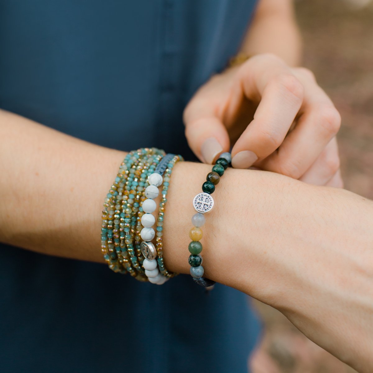 Wake Up and Pray Meditation Bracelet - White Howlite