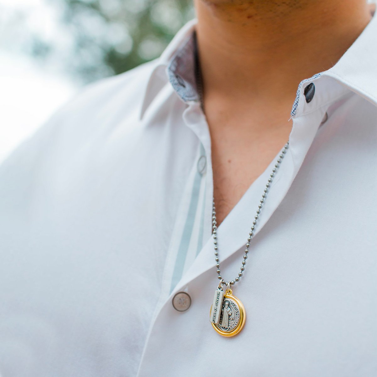 Benedictine Blessing Gold Rim Necklace