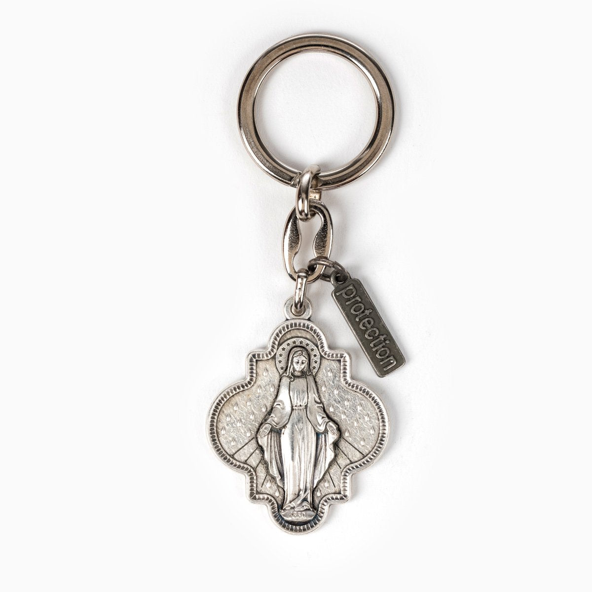 Blessed Mother Mary Miracles Key Ring- Silver