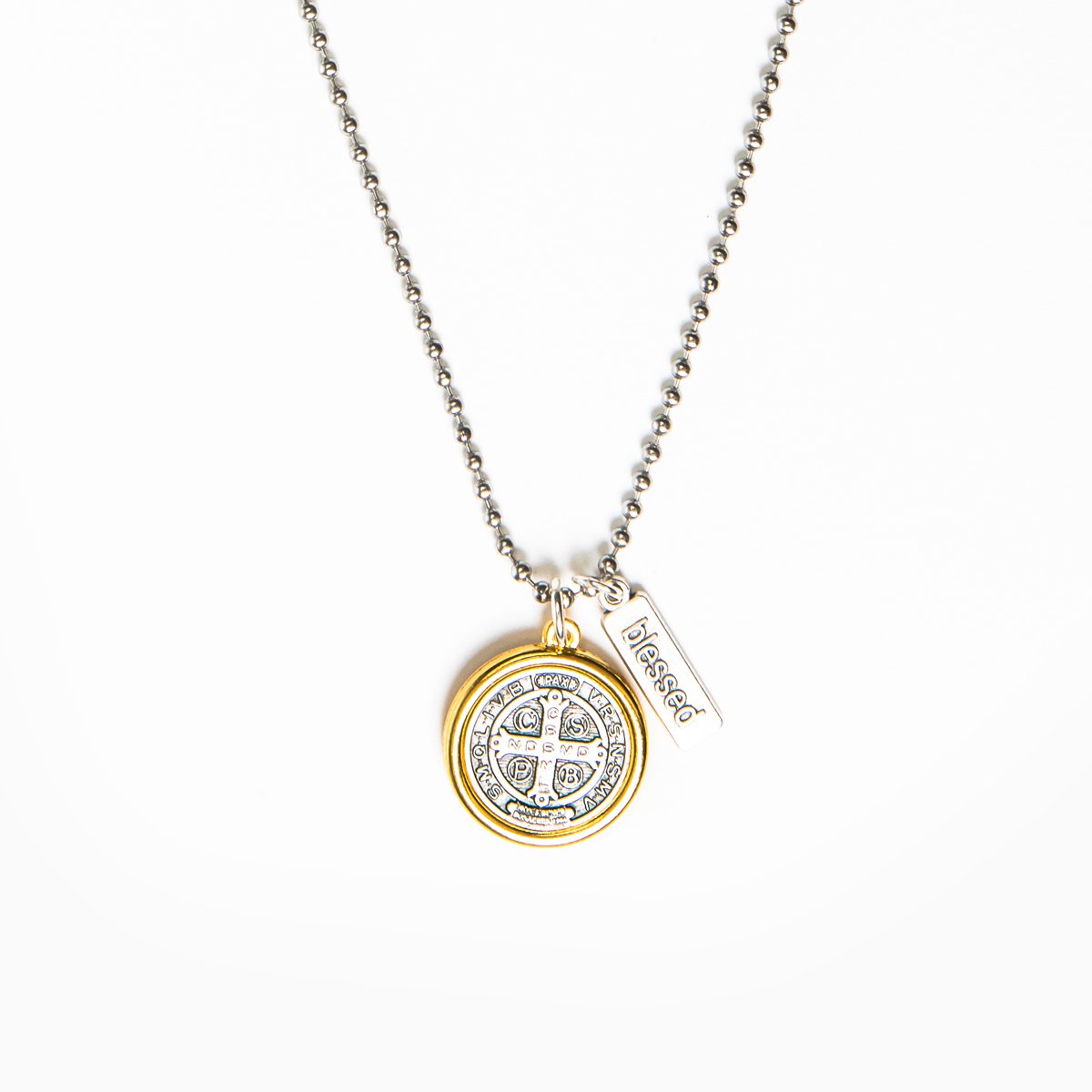 Benedictine Blessing Gold Rim Necklace