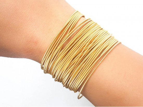 Gold Guitar String Bracelet 10Pc Set