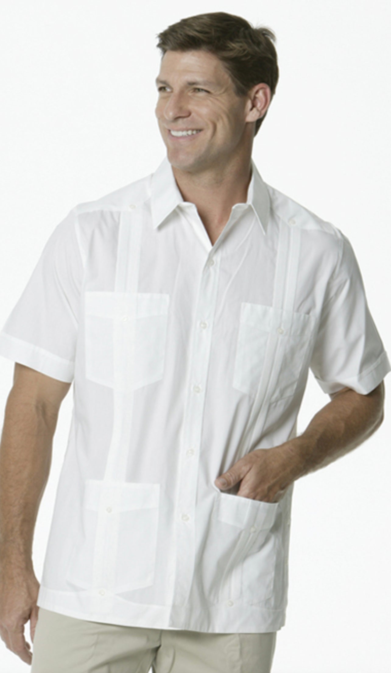 Men's White Short Sleeve Guayabera