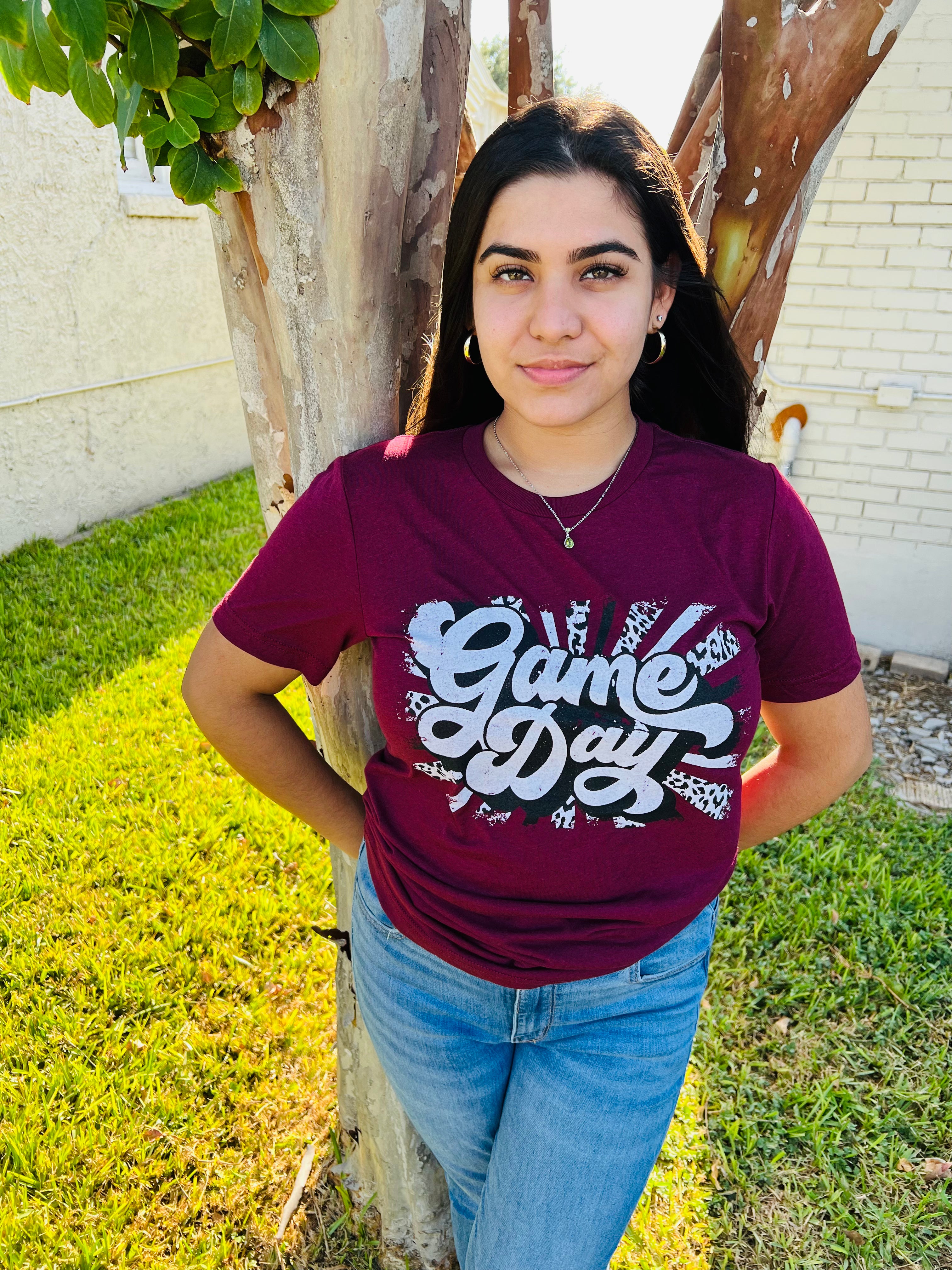 Maroon Retro Game Day Tee