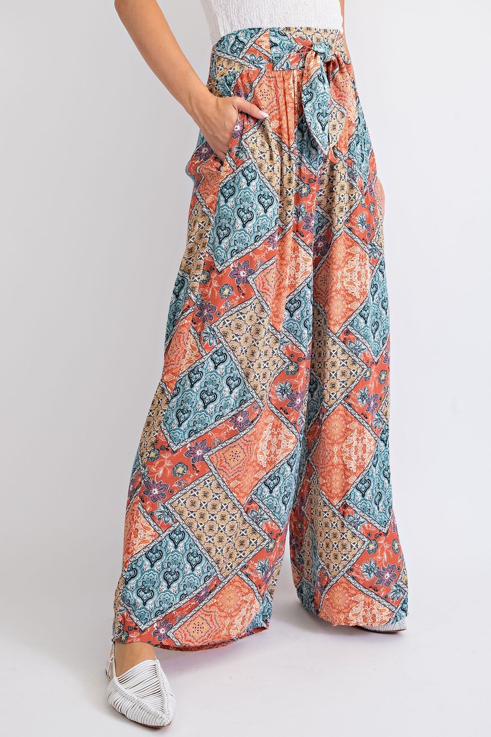 Patchwork Printed Palazzo Pants