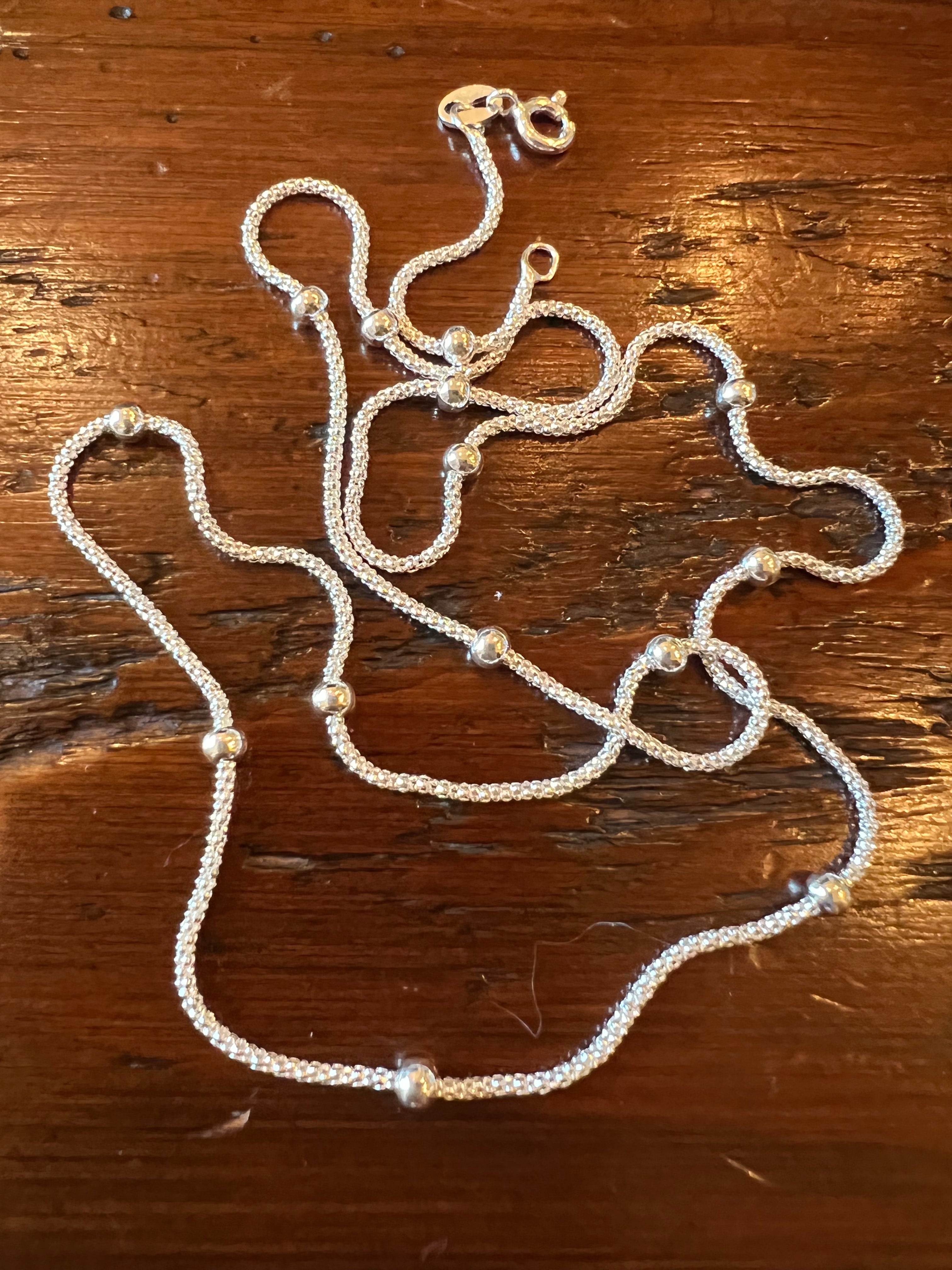 20" Sterling Silver Chain w/ Silver Beads