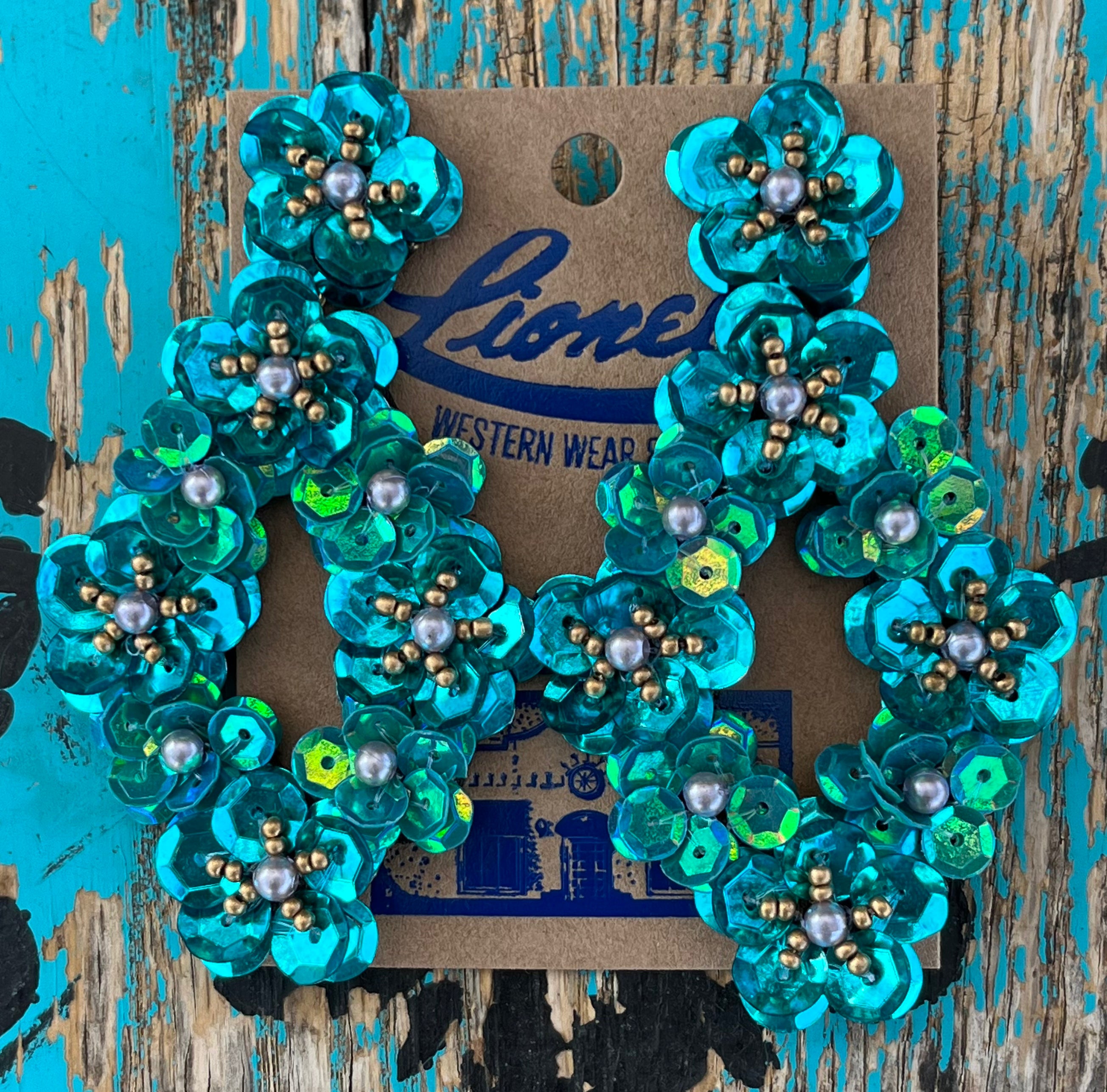 Festive Teal Sequin Earrings