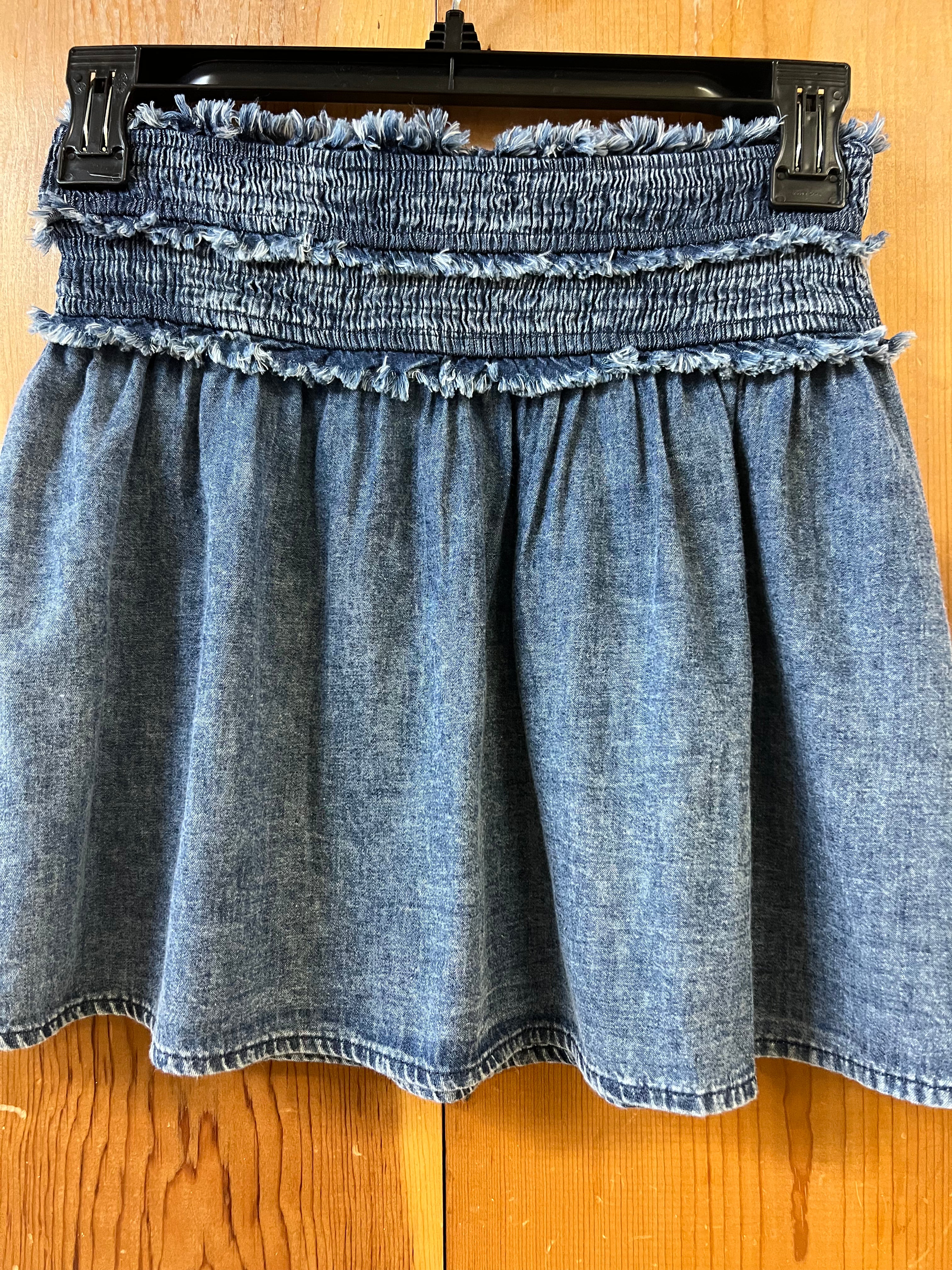 Smocked Waist Denim Girl's Skirt