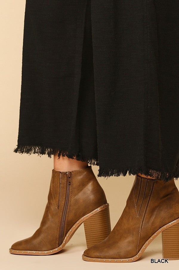 Black Frayed Wide Leg Pants