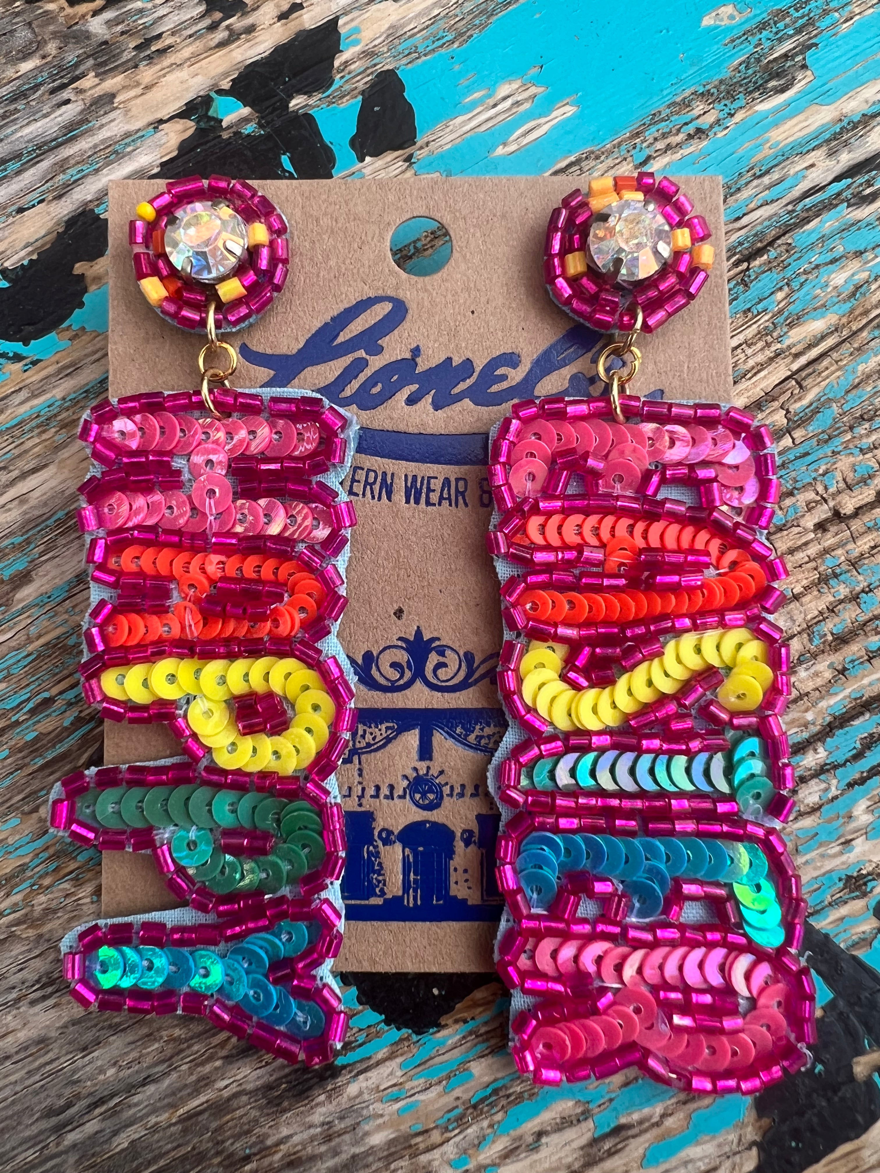Happy Easter Colorful Beaded Earrings