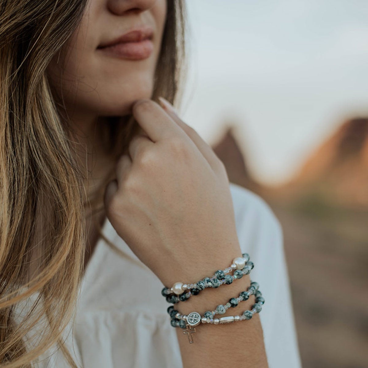 Rosary Wrap Bracelet - Grey