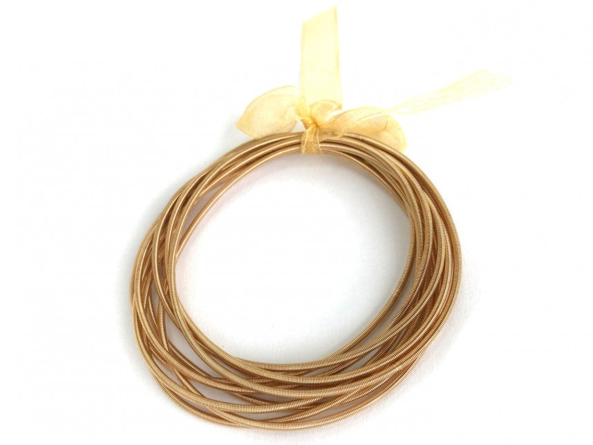 Gold Guitar String Bracelet 10Pc Set
