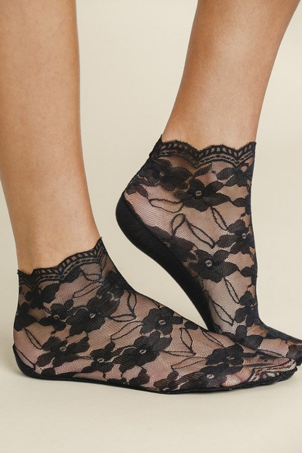 Black Lace Trim Ankle Socks