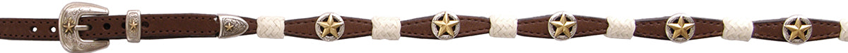 Brown Scalloped Hat Band w/ Rawhide trim & Star Concho