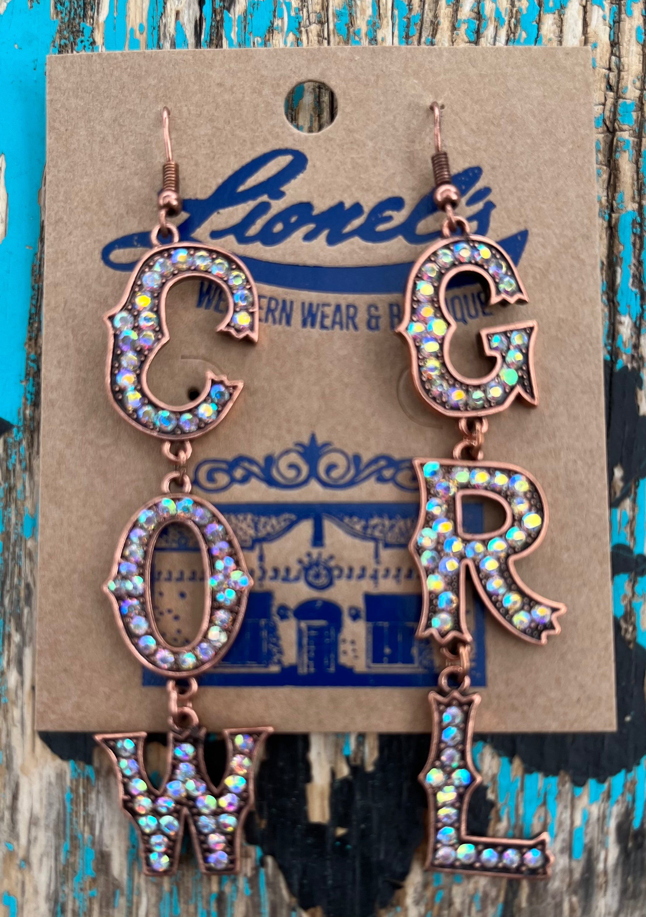 COWGRL Copper Rhinestone Earrings