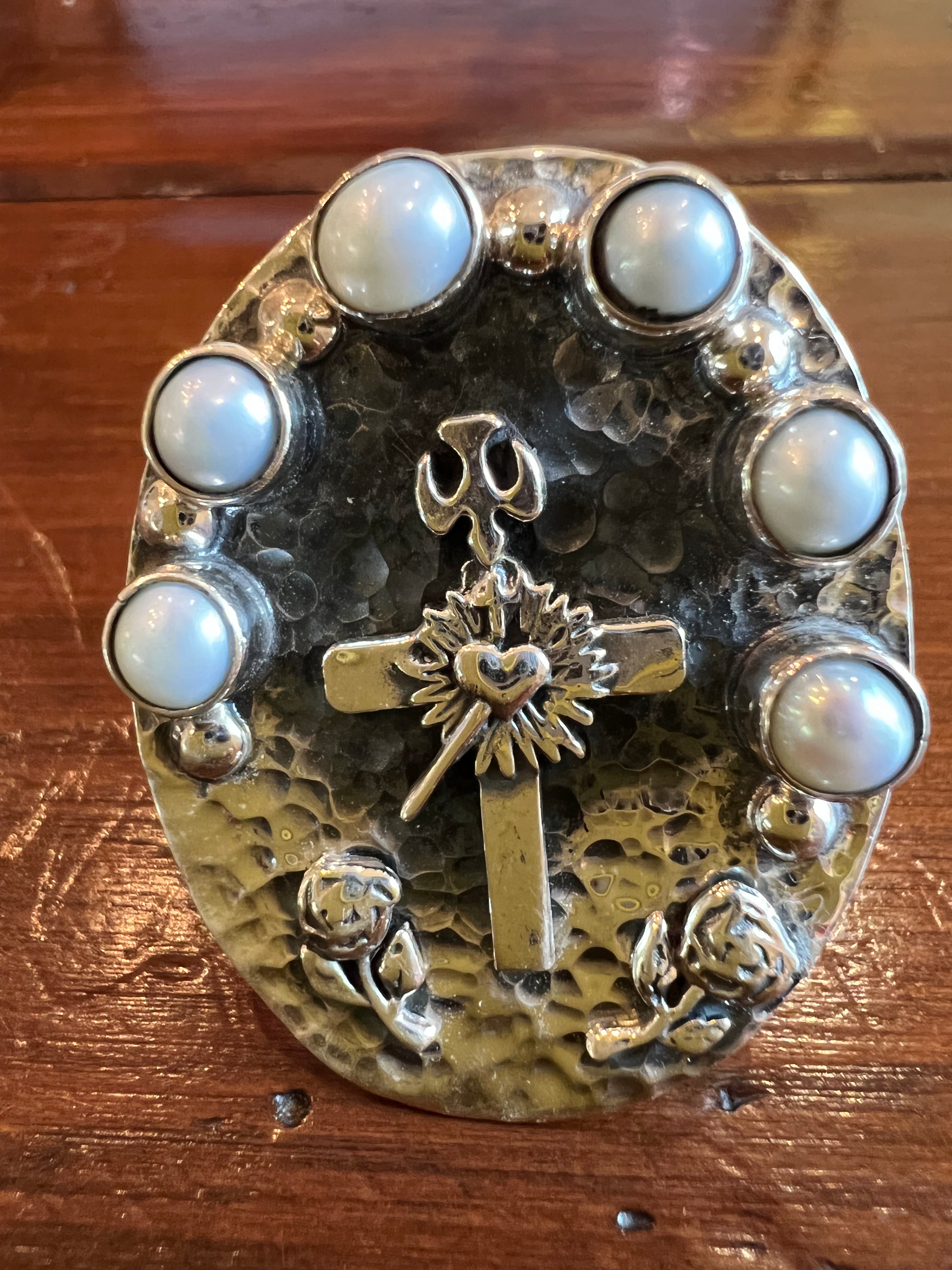 Sterling Silver & Pearl Oval Ring