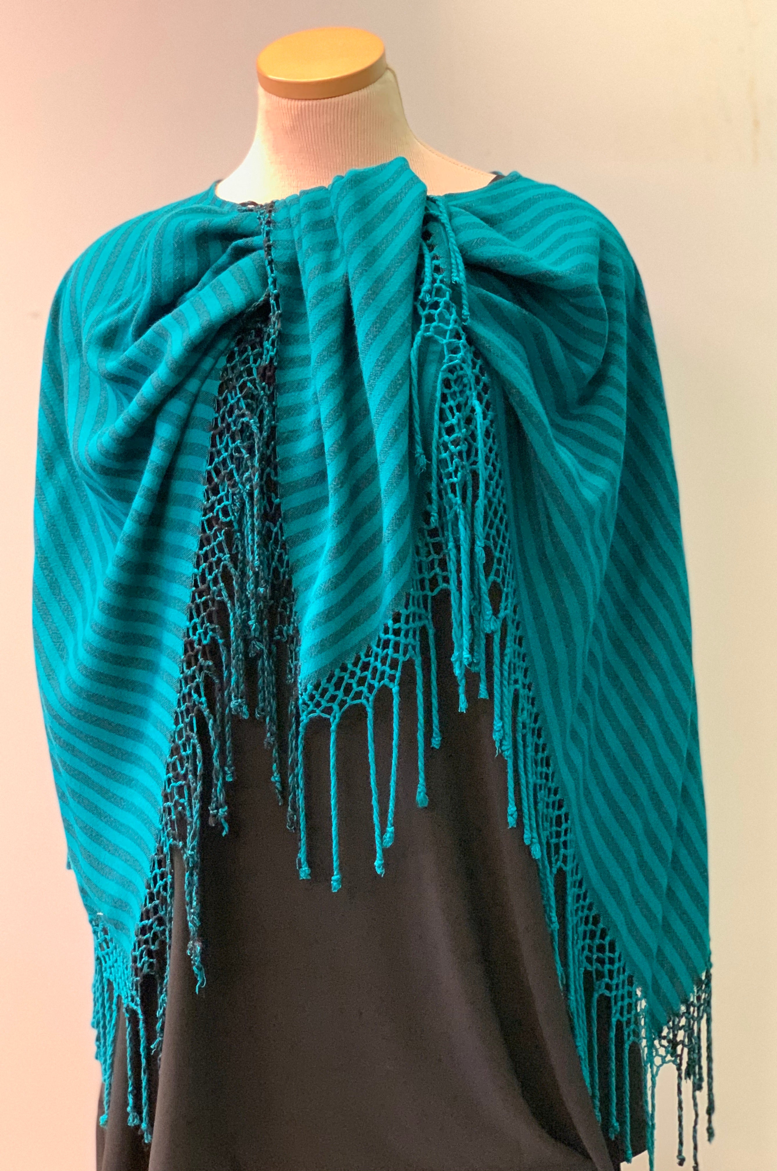 Striped Fringe Poncho