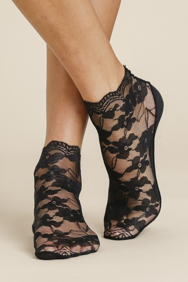 Black Lace Trim Ankle Socks