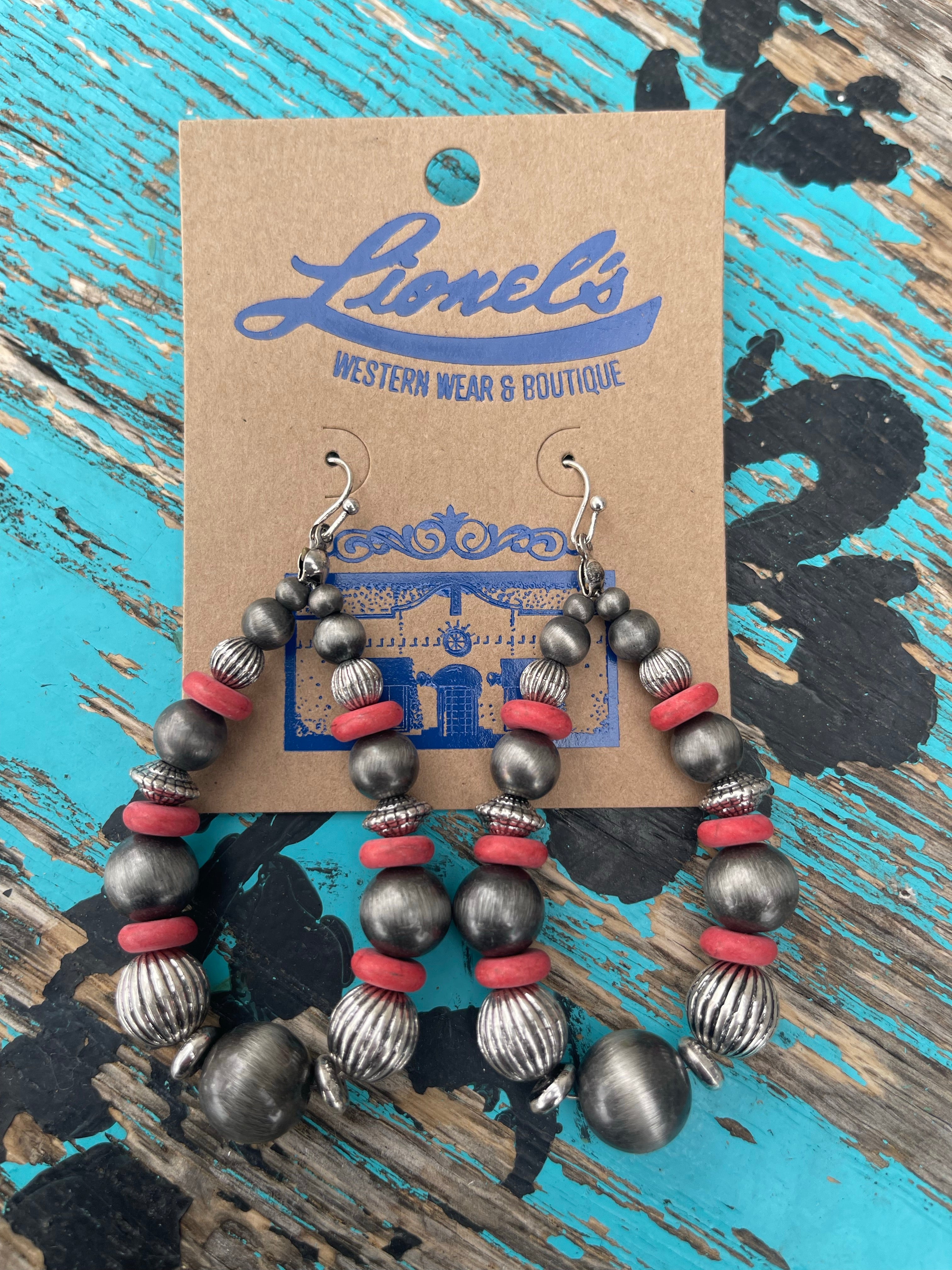 Navajo Pearl & Red Stone Fashion Earring