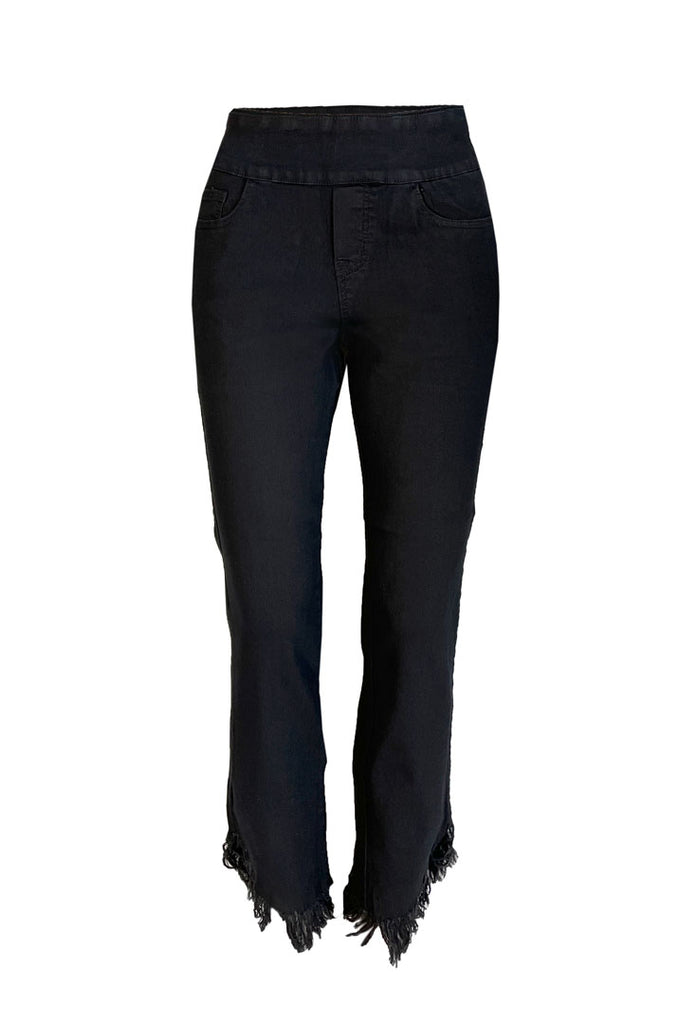 Black Pull On Frayed Jeans, by Ethyl