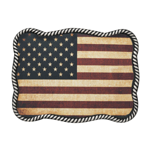 Rectangular USA Flag Belt Buckle w/ Rope Edge