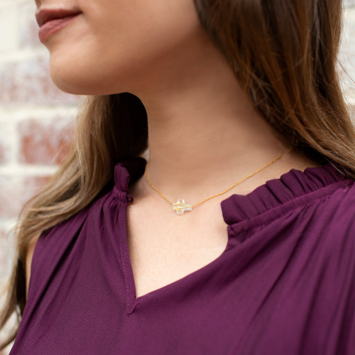 Heavenly Sky Crystal Cross Necklace