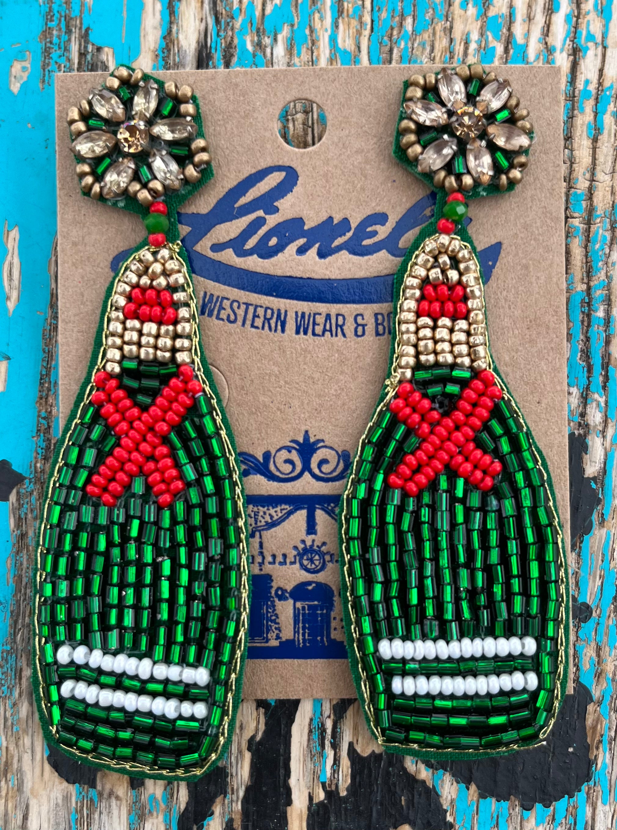 Dos Equis Beaded Earrings