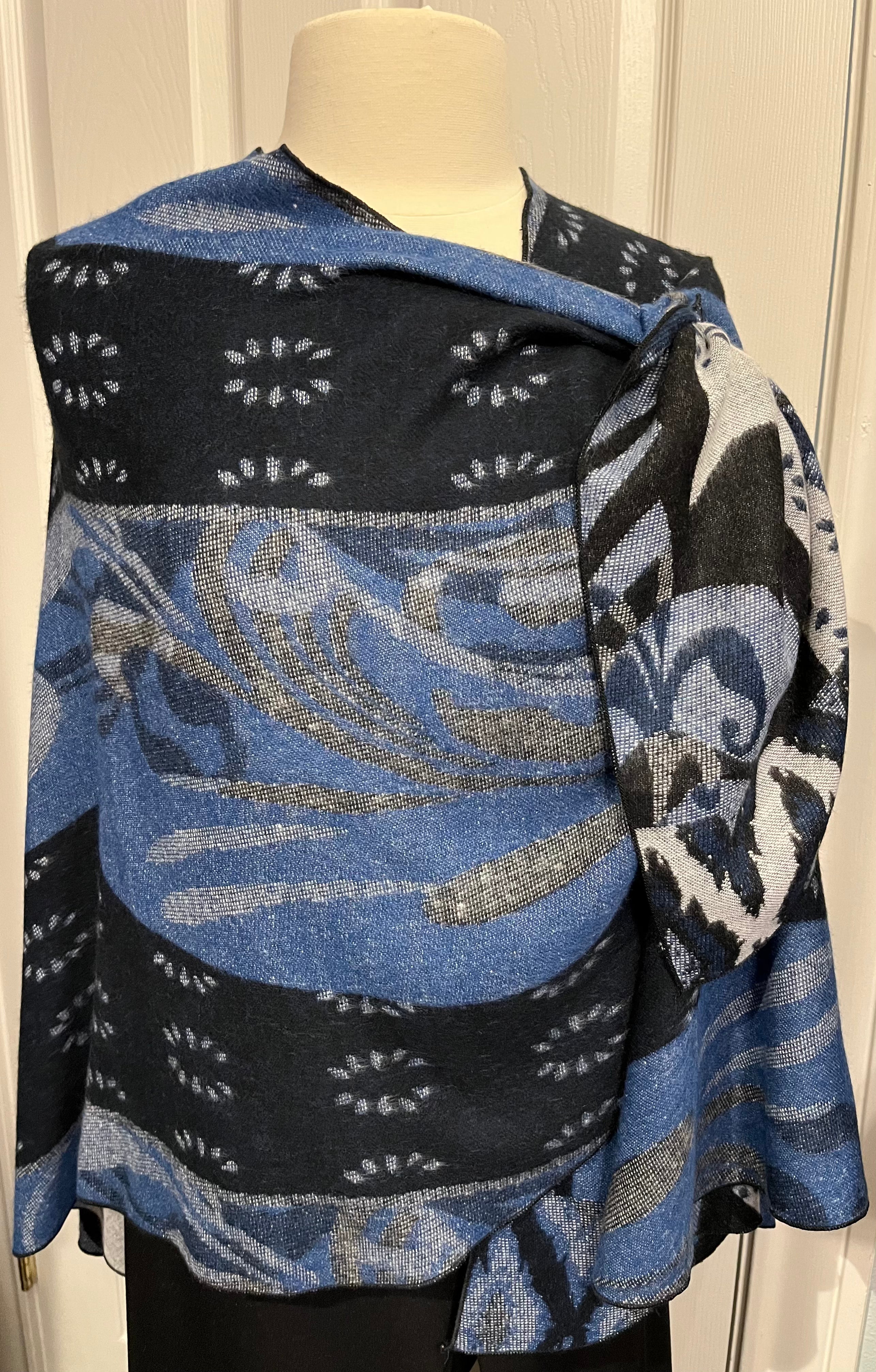 Shades of Denim Reversible Cashmere Shawl