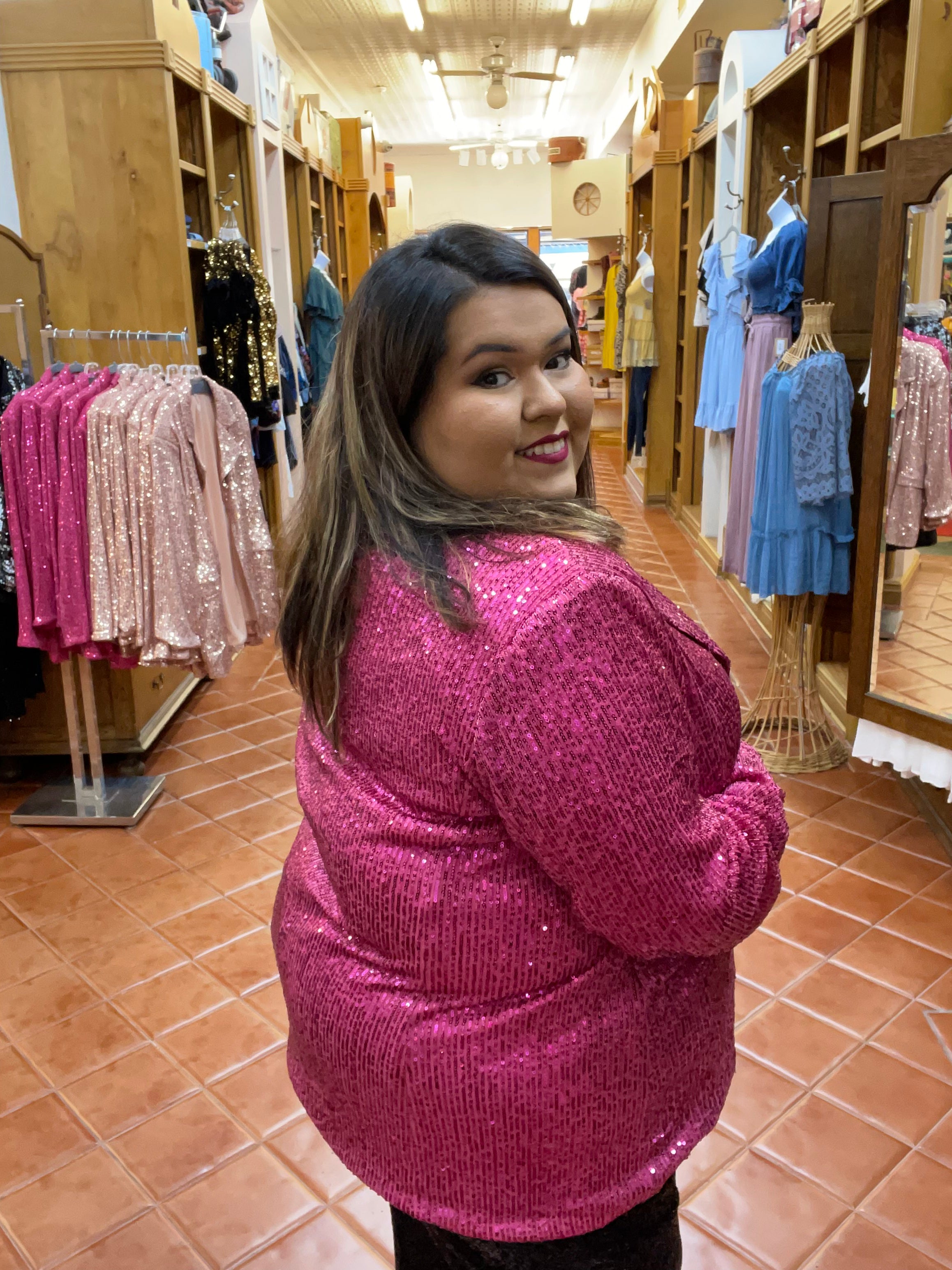 Hot Pink Sequin Blazer