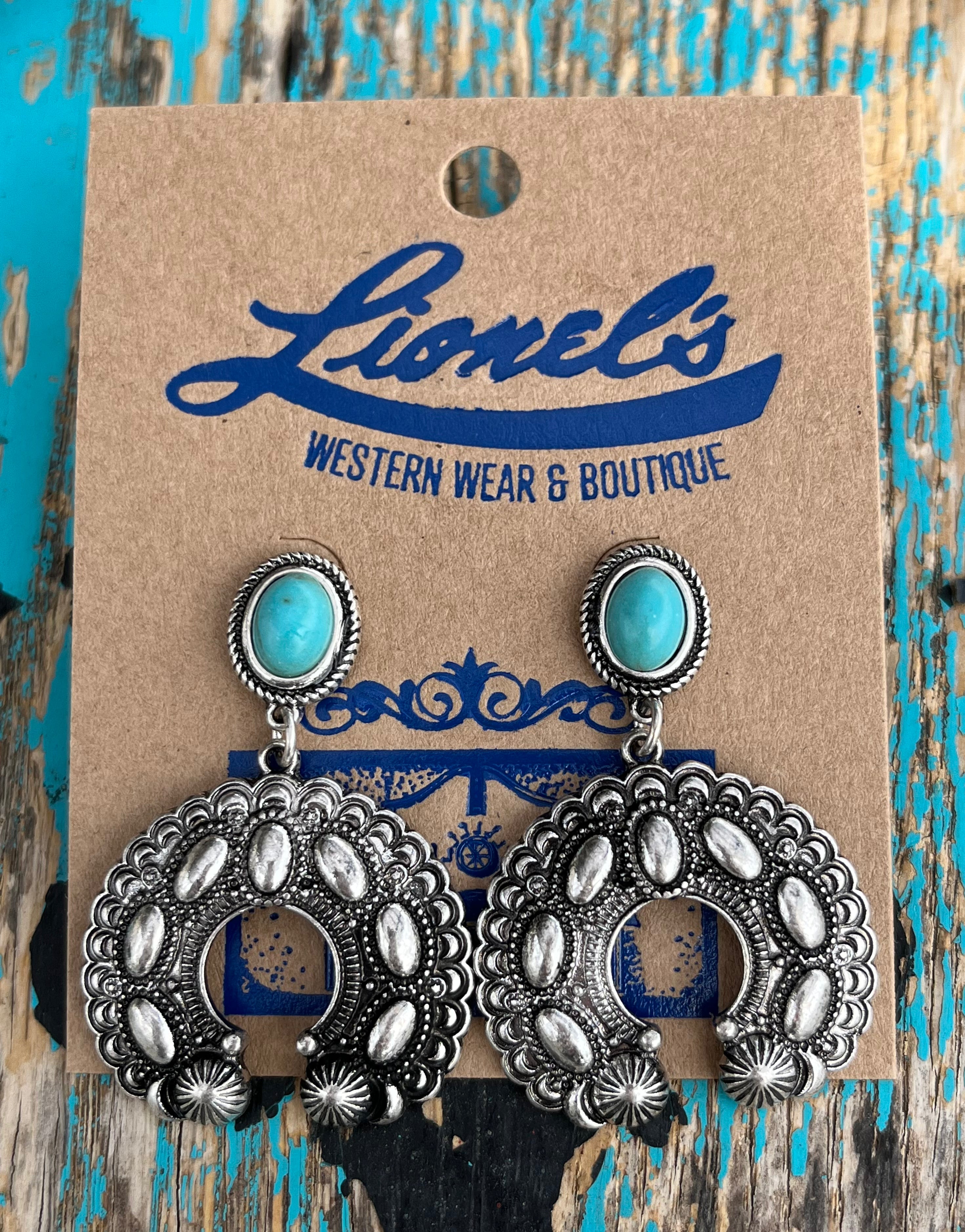 Mini Silver Squash Earring w/ Turquoise