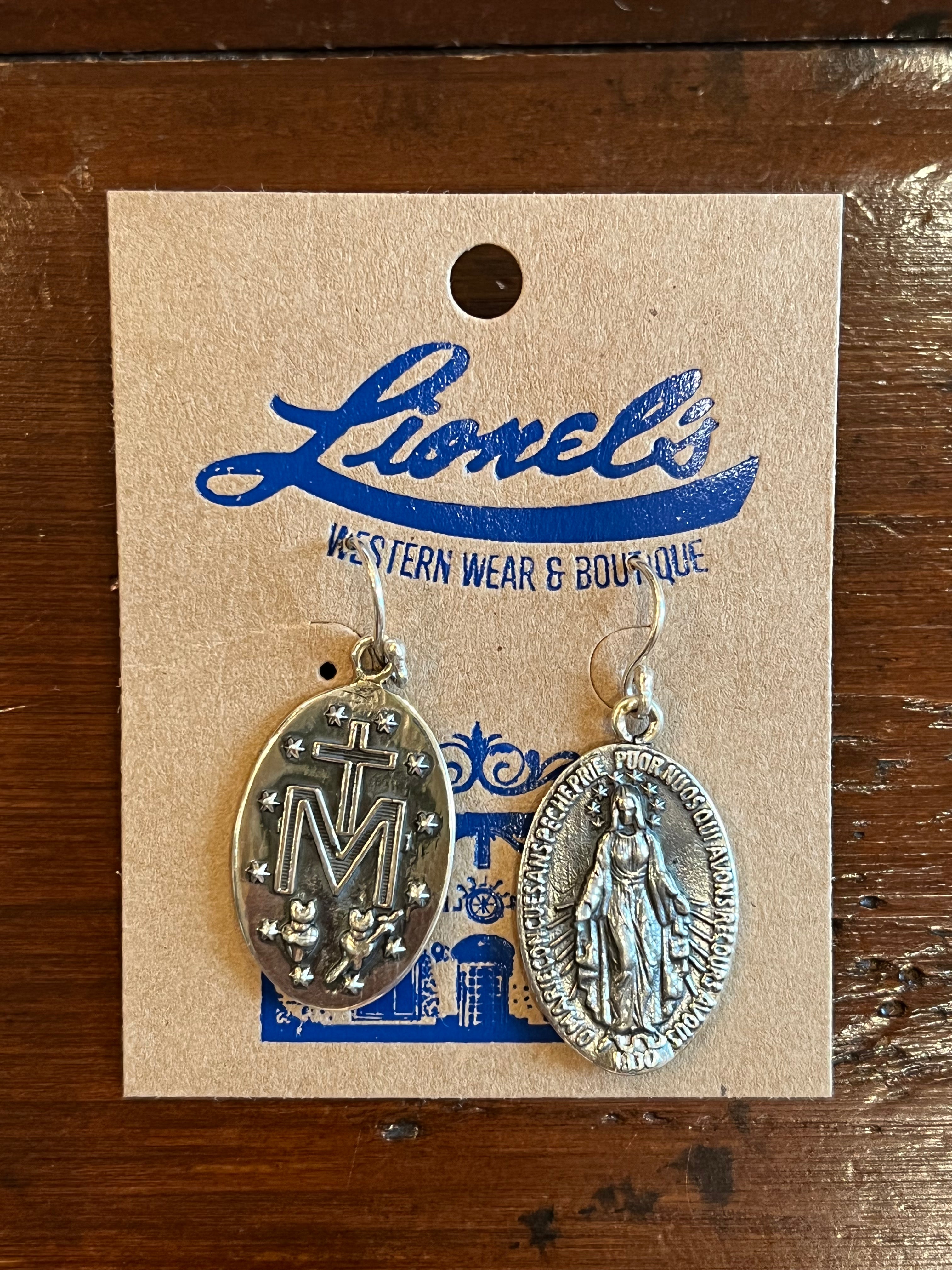 Sterling Silver Miraculous Medal Earrings