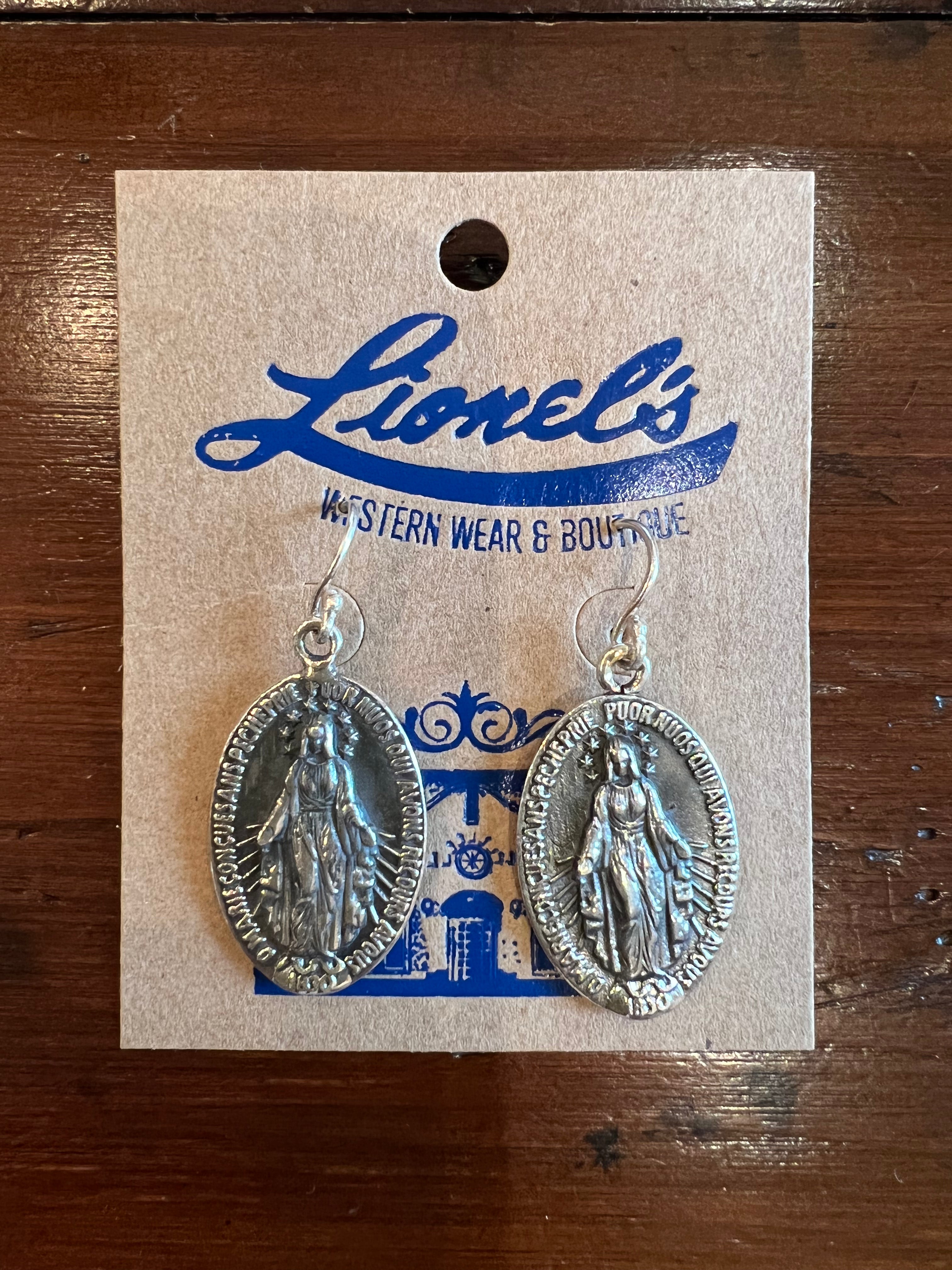 Sterling Silver Miraculous Medal Earrings