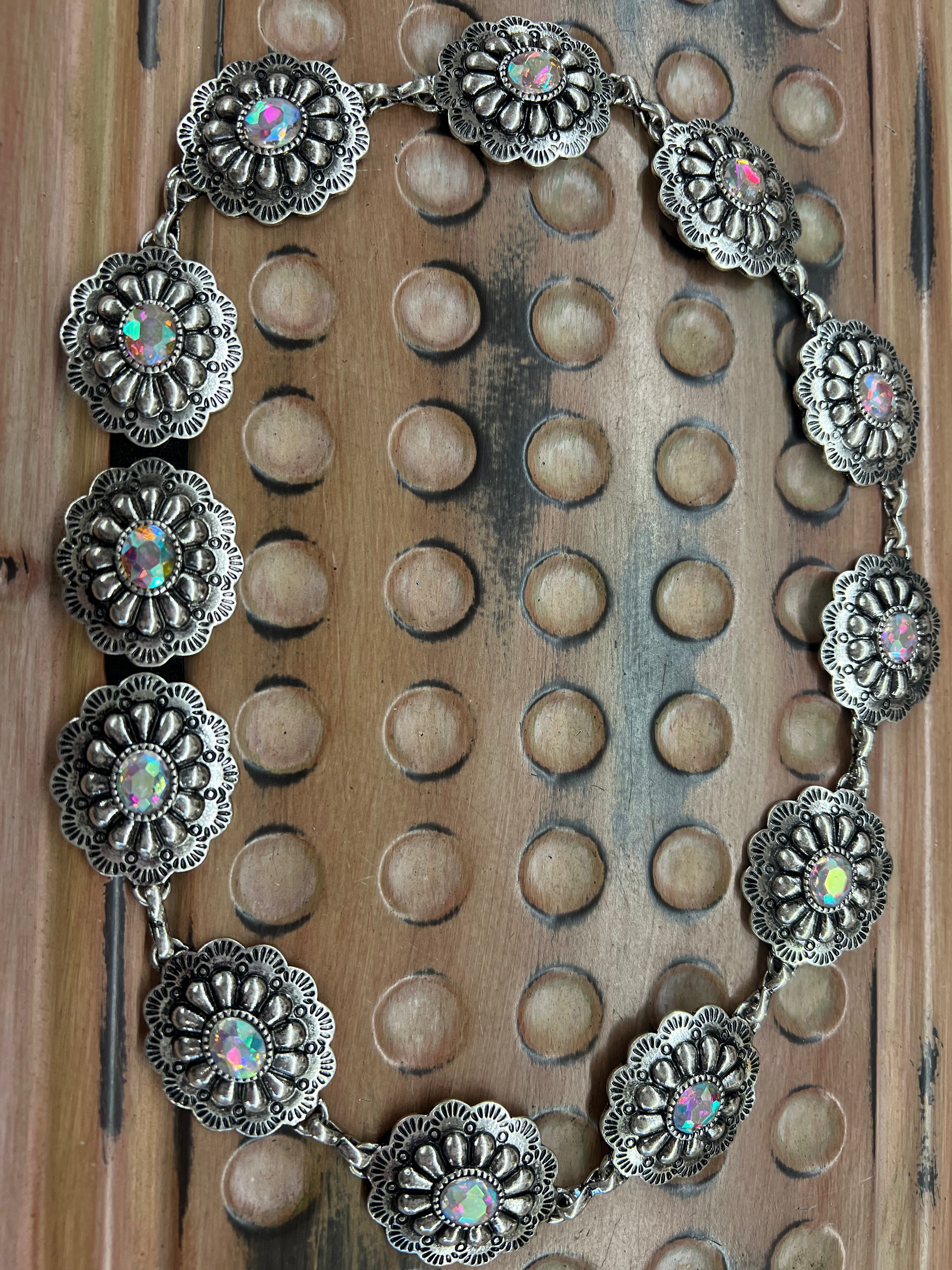 Silver Concho w/ Rhinestone Hatband