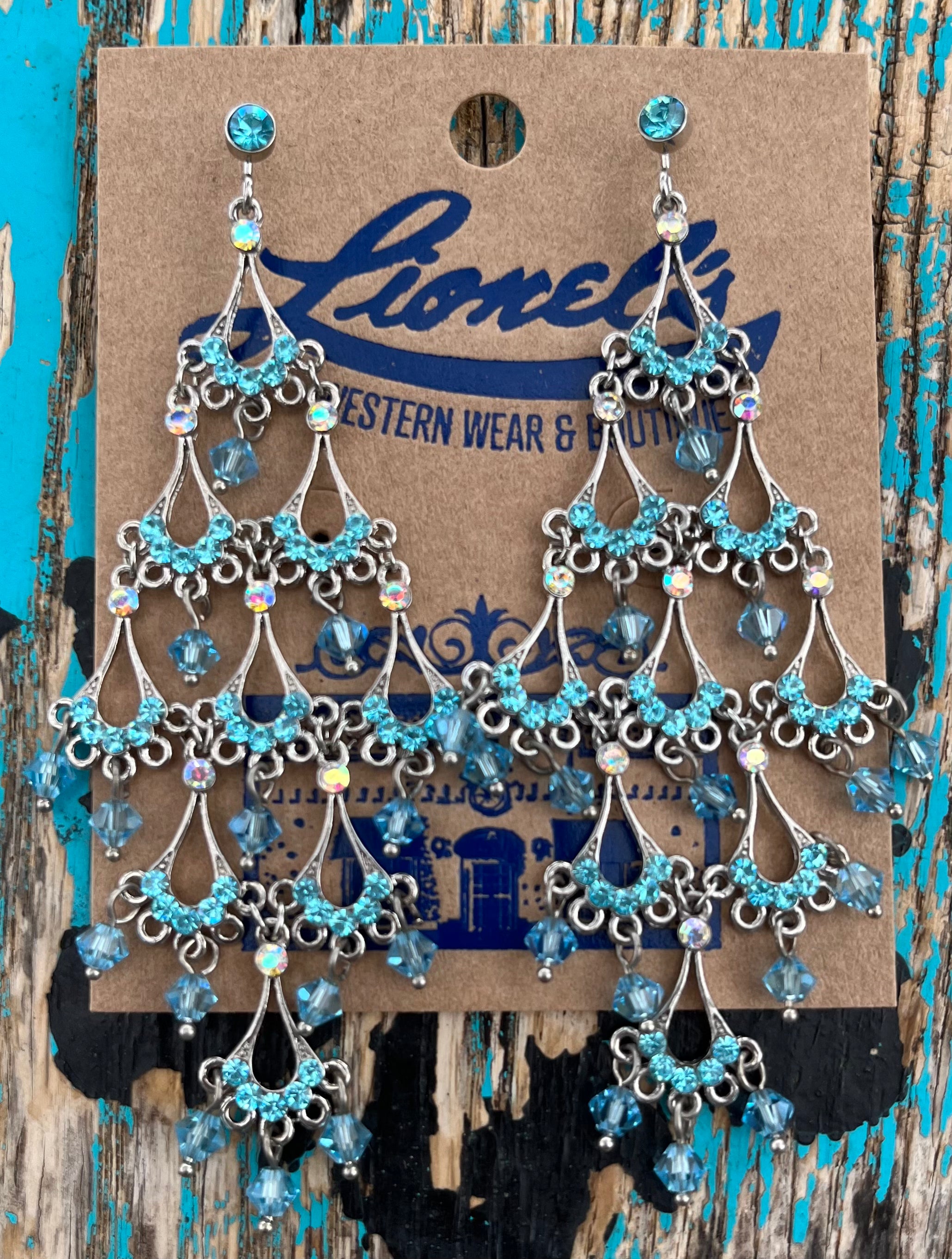 Baby Blue Crystal Dangling Earrings