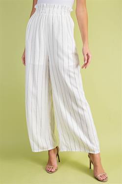 White Pull On Striped Wide Leg Pants