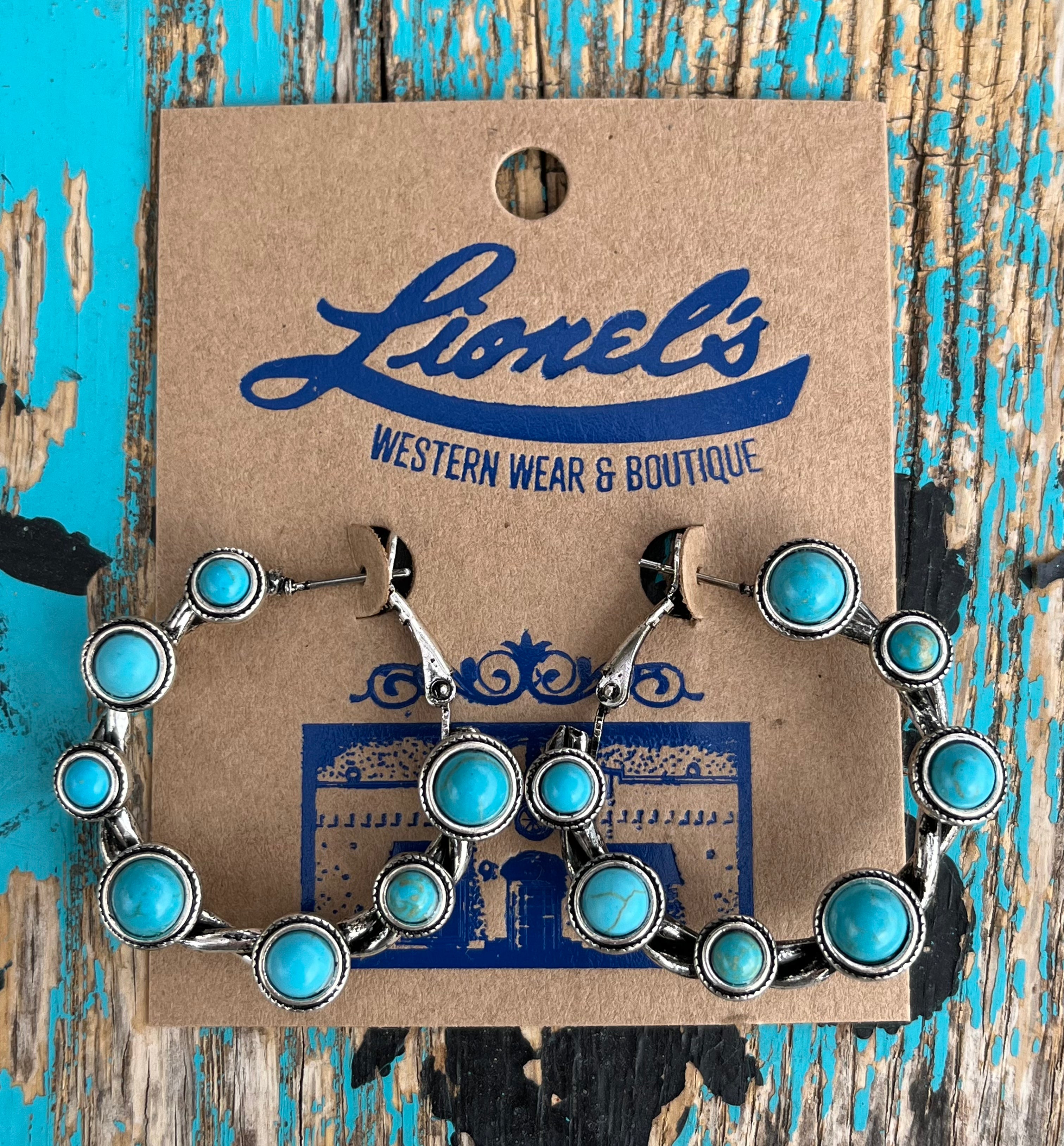 Silver & Turquoise Hoop Earring