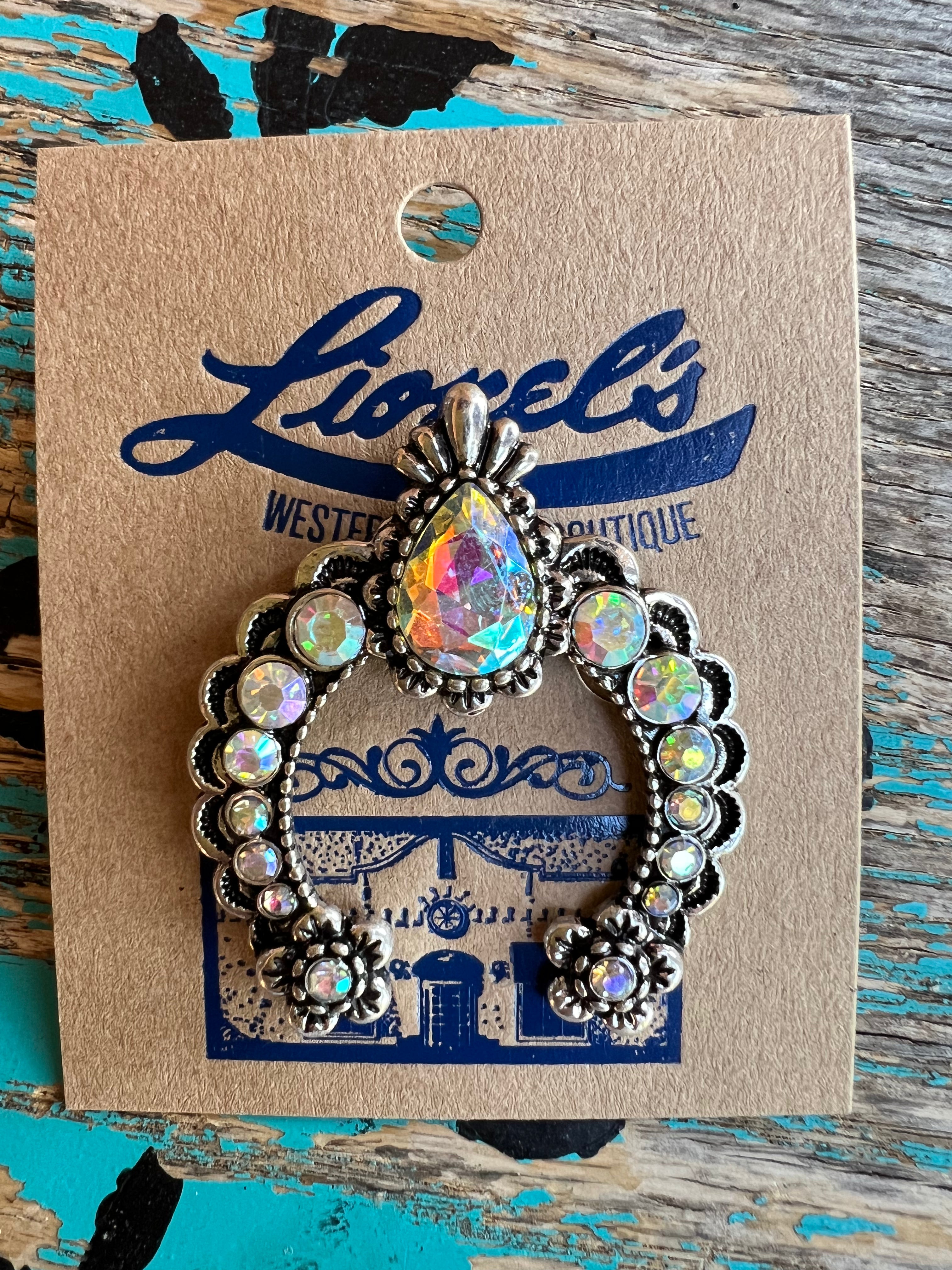 Iridescent Crystal Horseshoe Hat Pin
