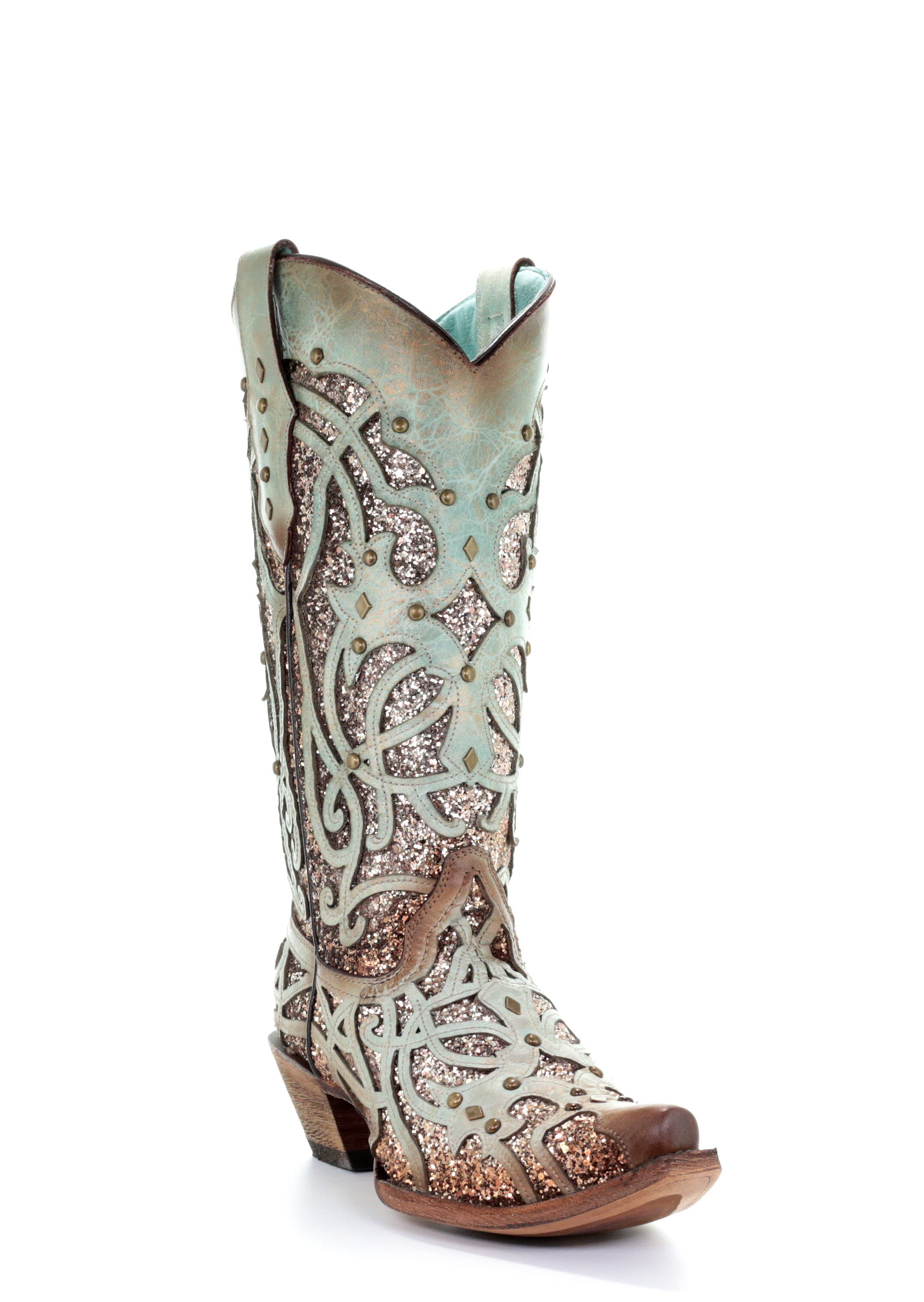 Corral Ladies Mint, Laser Cut w/ Glitter Inlay & Studs