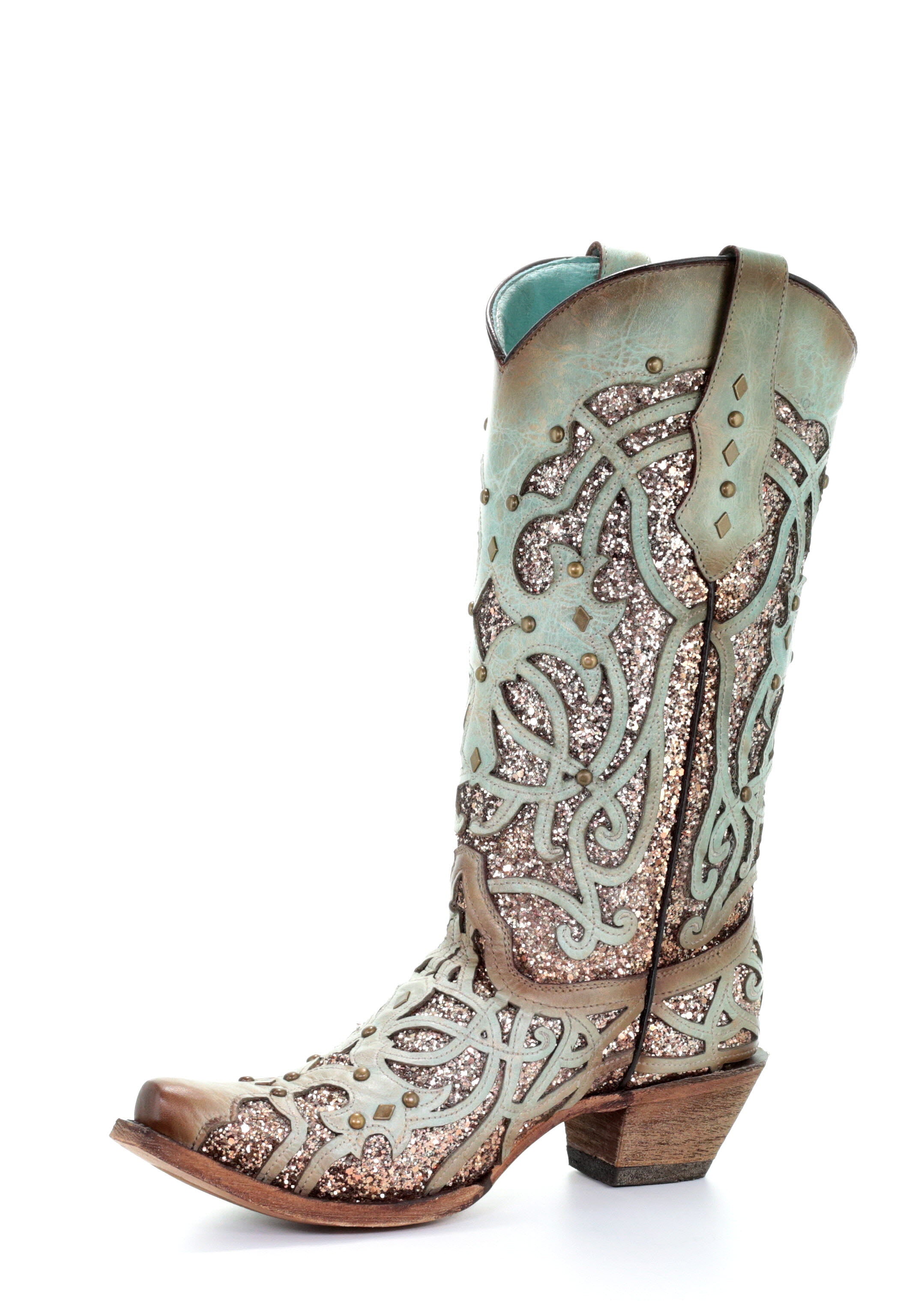 Corral Ladies Mint, Laser Cut w/ Glitter Inlay & Studs