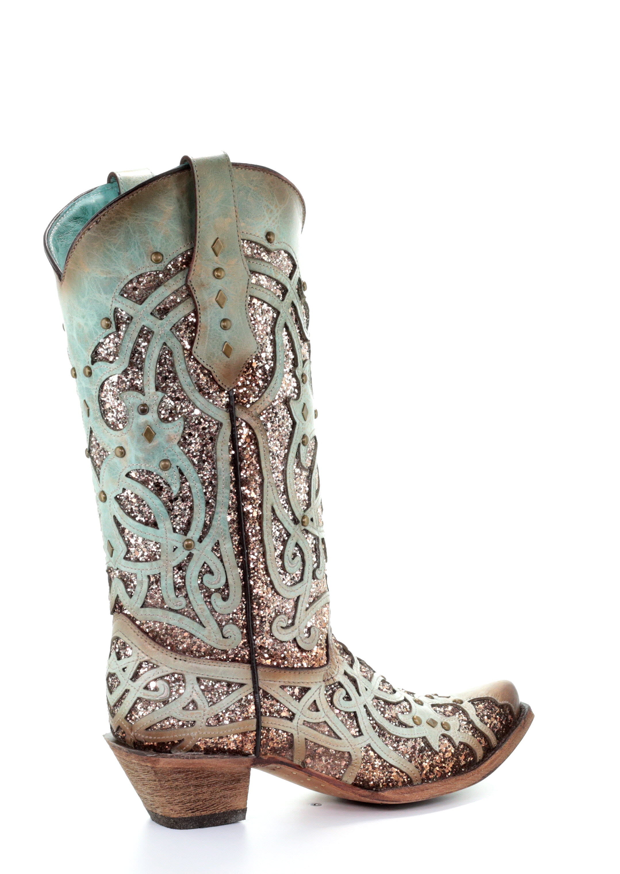 Corral Ladies Mint, Laser Cut w/ Glitter Inlay & Studs