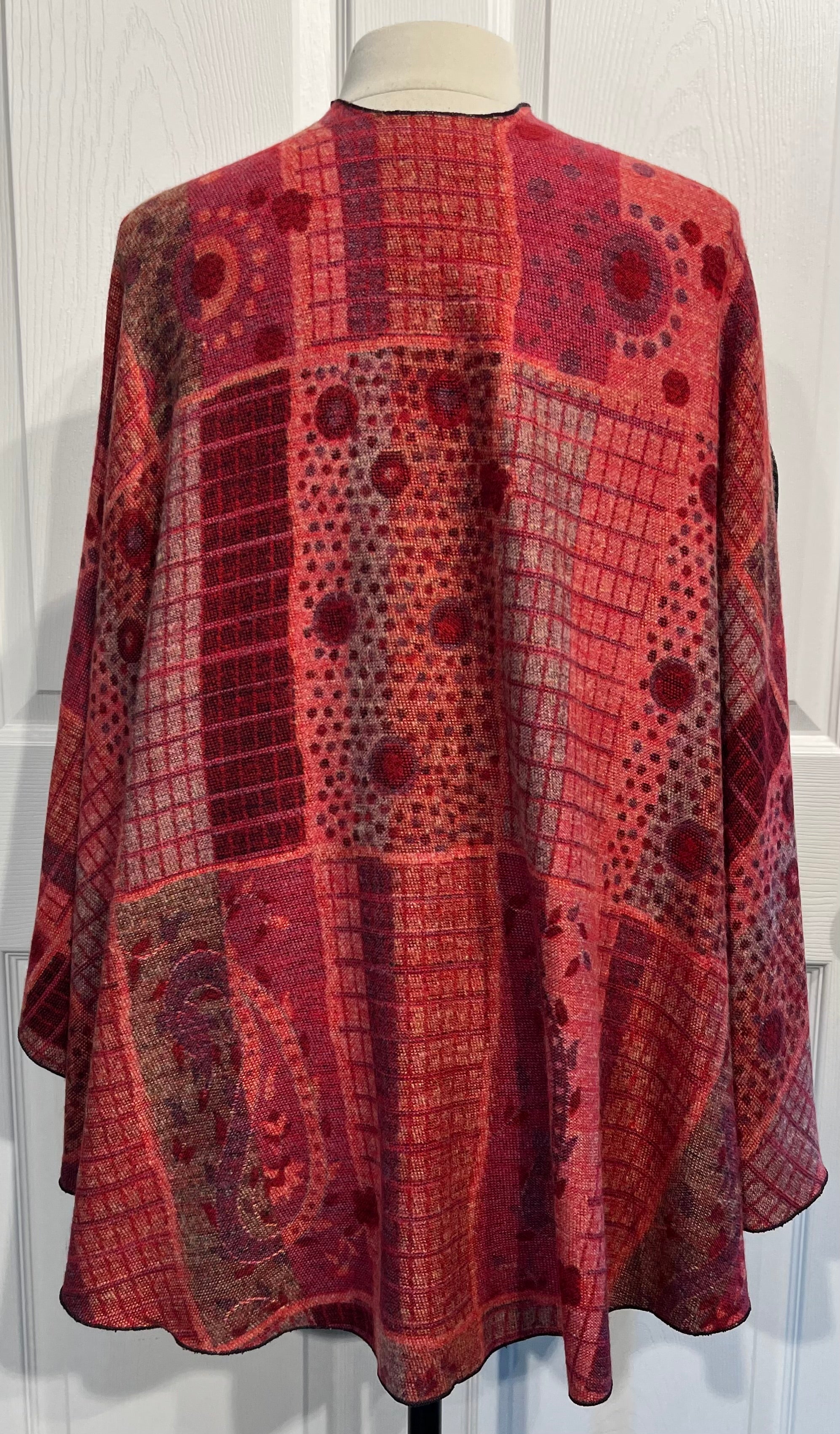 Black, Red & Tan Reversible Cashmere Shawl