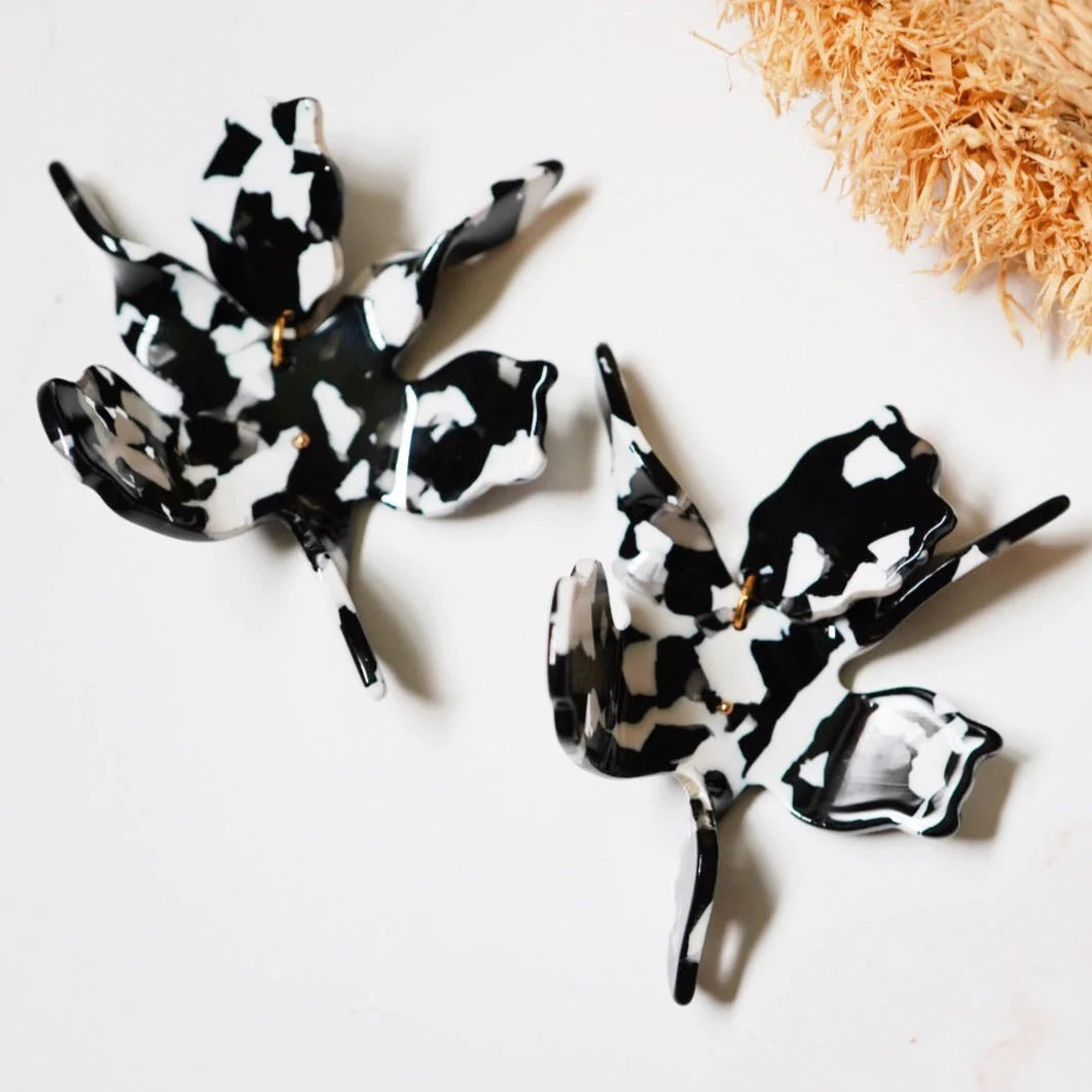 Flora- Black and White Earrings
