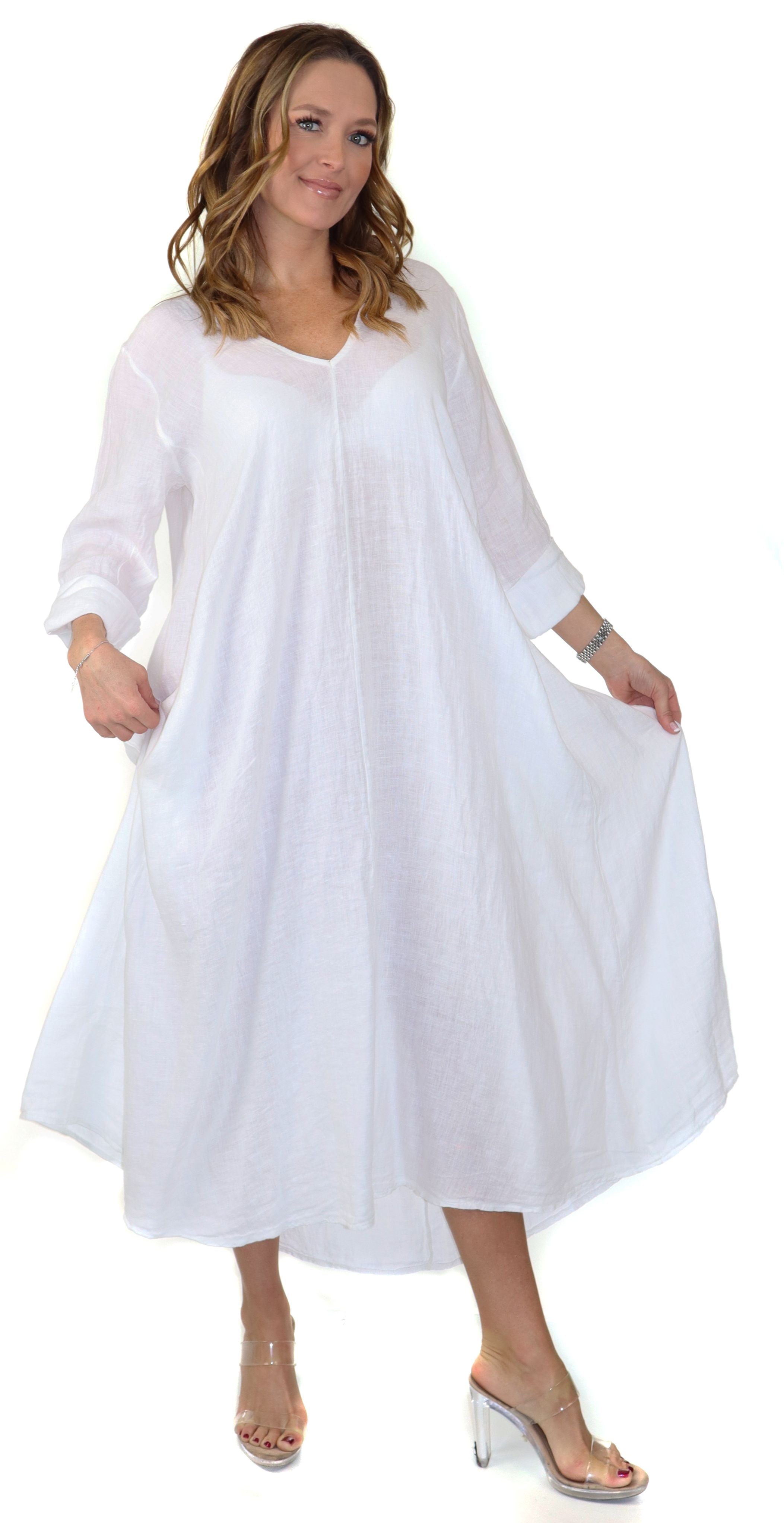 White Washed Linen Dress
