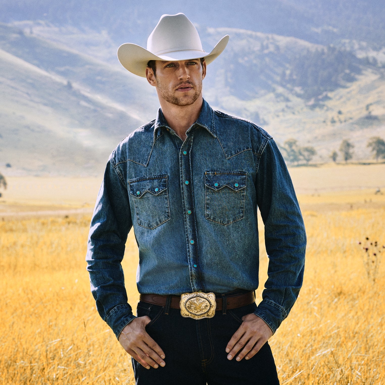 Denim shirt cowboy discount