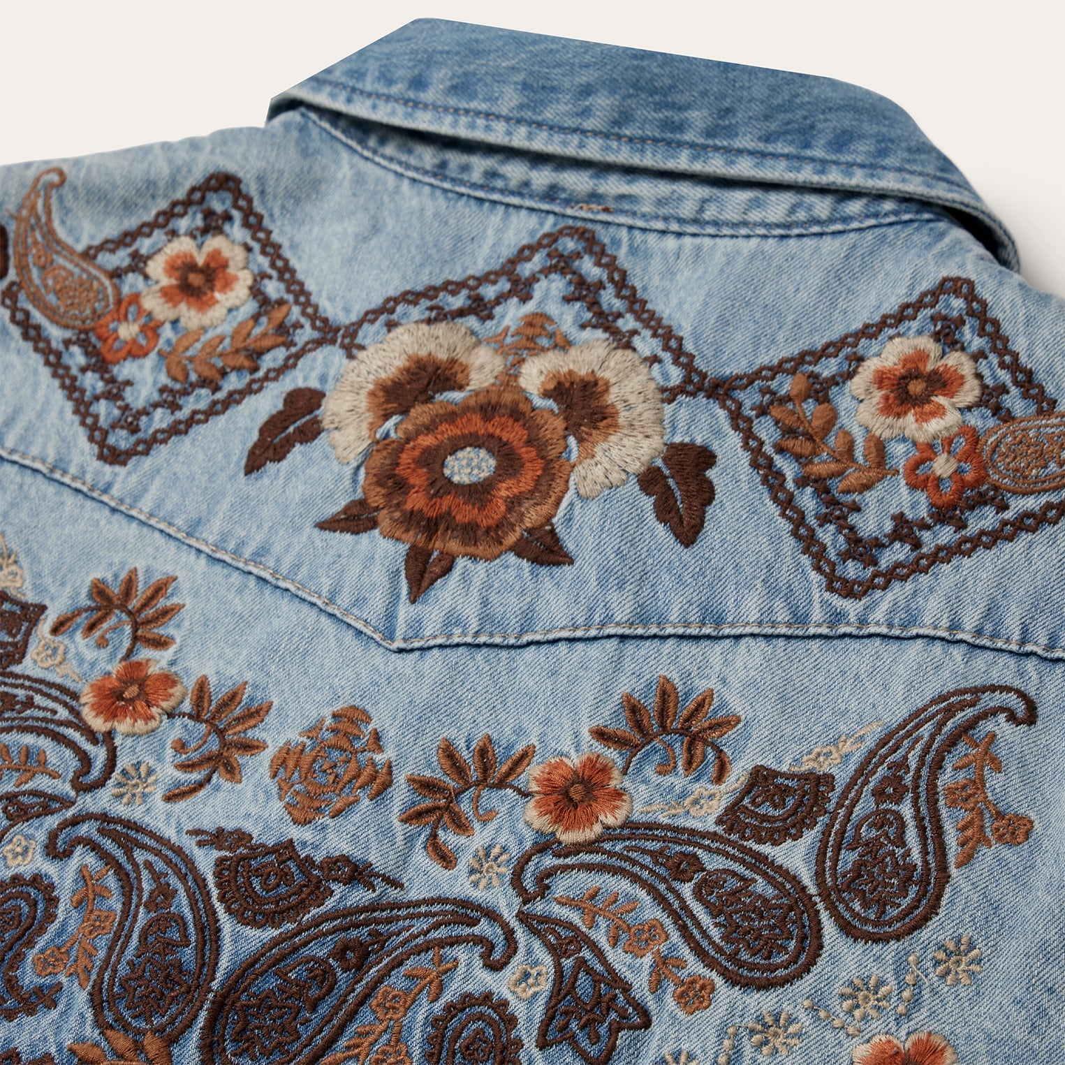 Floral Embroidered Denim Shirt Dress by Stetson
