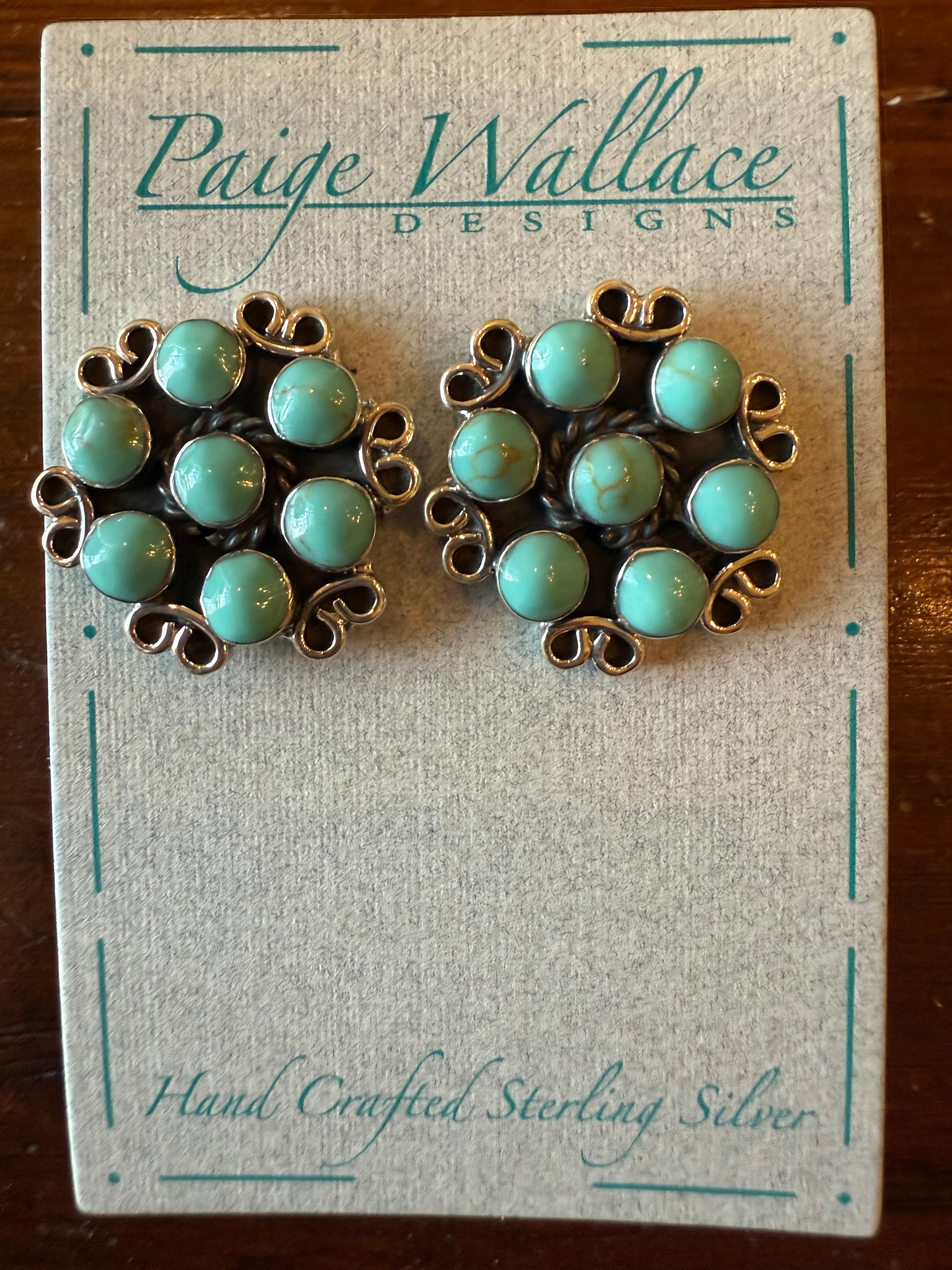 Paige Wallace Turquoise Cluster Sterling Silver Earrings