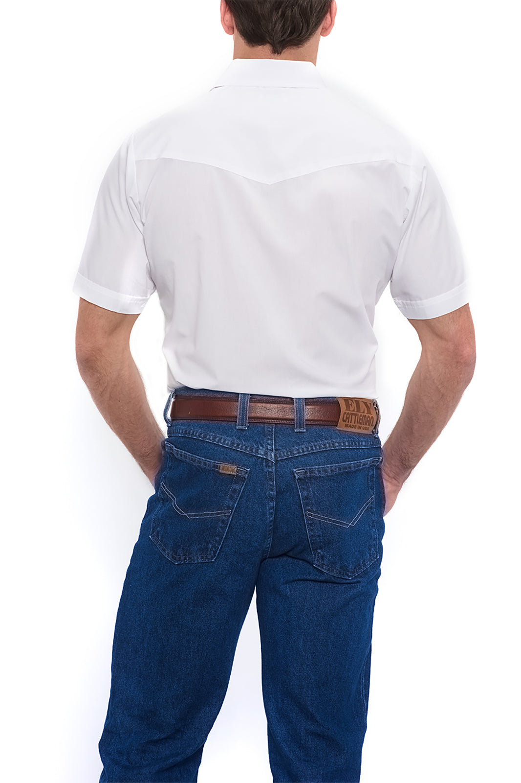 Men's Ely Cattleman Solid White Short Sleeve Western Snap Shirt